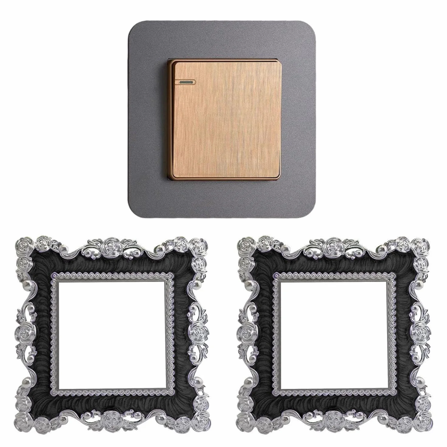 Autocollants de Bordure d'Interrupteur en Dentelle Rose, 3 Pièces Décoration d'Interrupteur