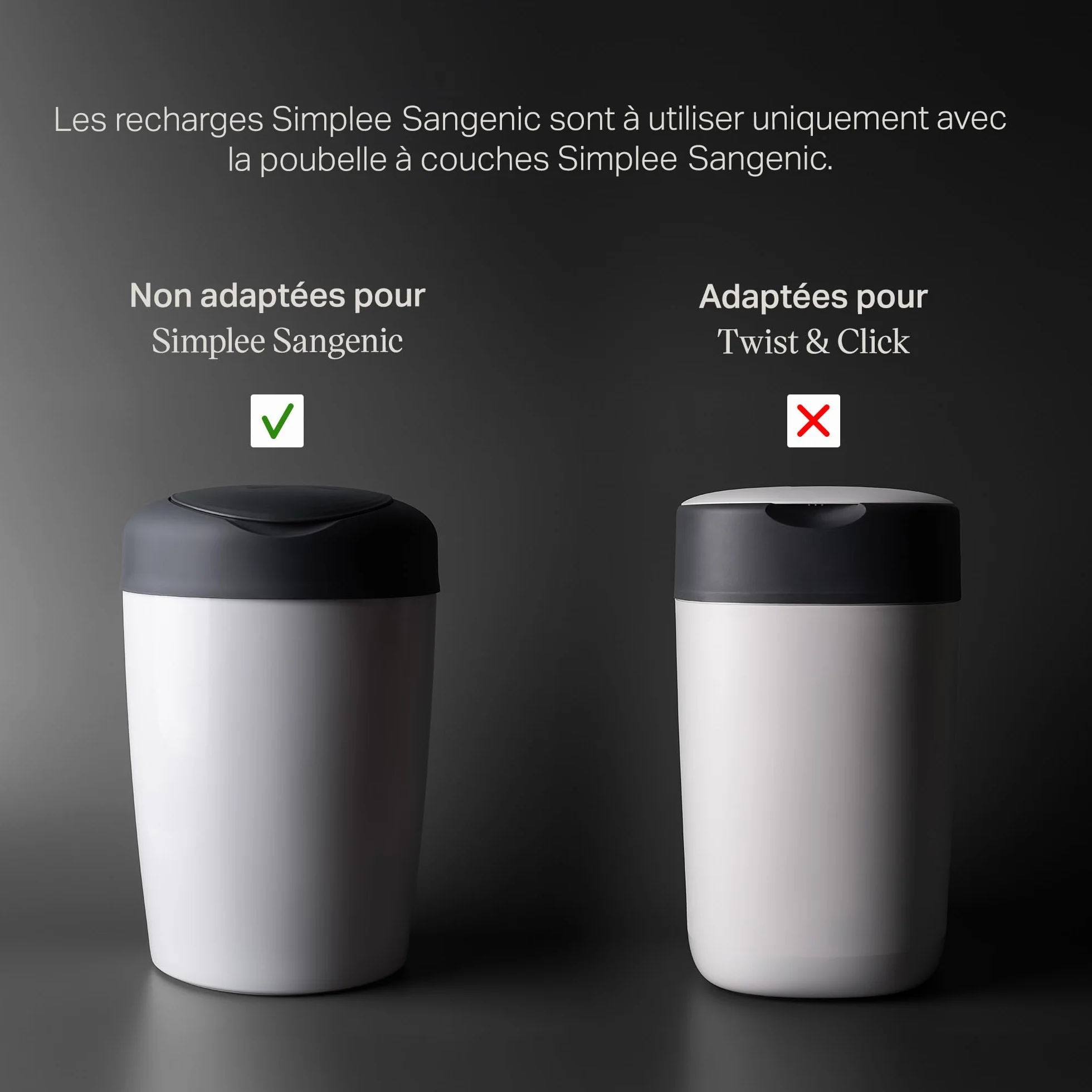 Tommee Tippee Recharges de Poubelle à Couches Simplee Sangenic, Protection Anti-Odeur et Anti-Germe, Lot de 6