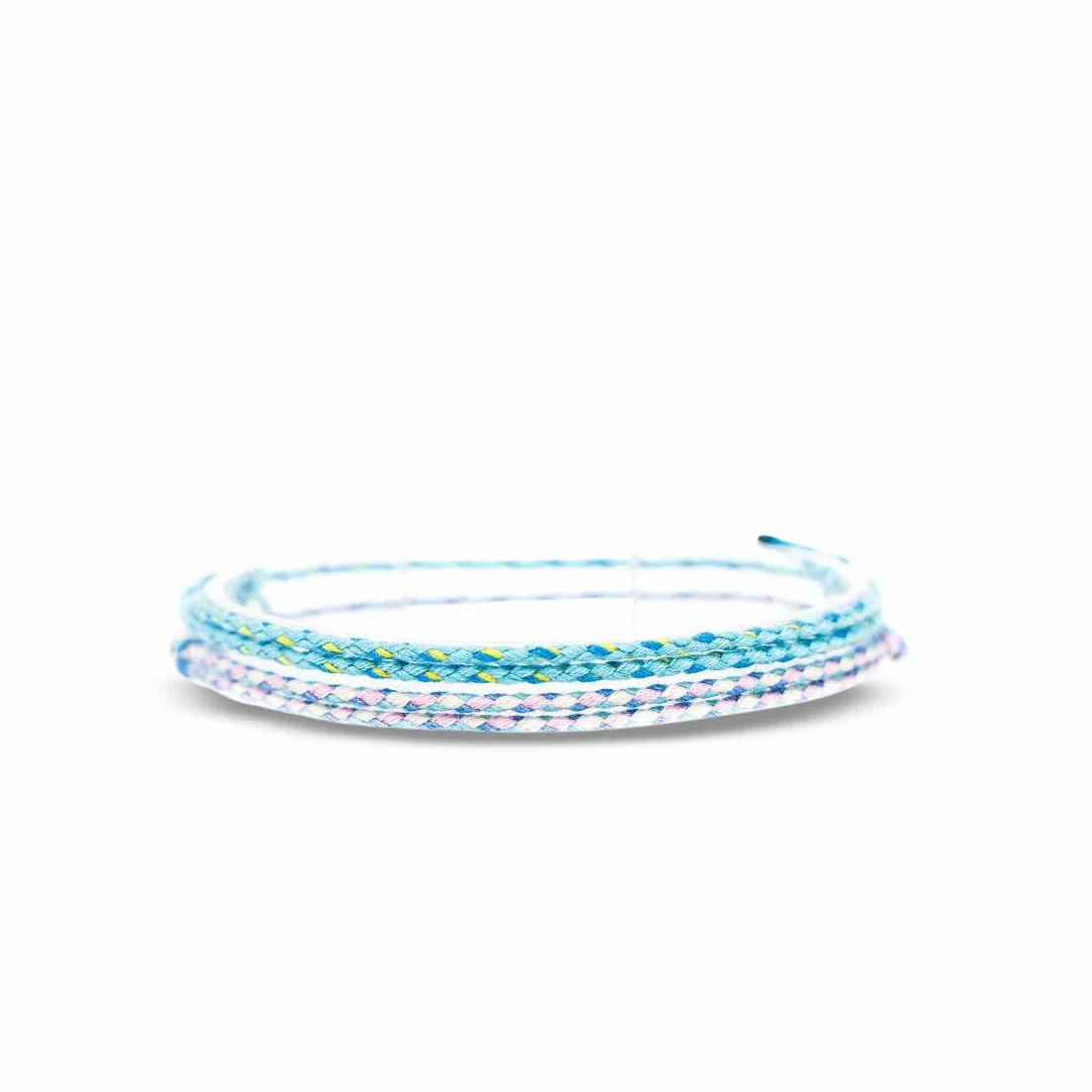 Bracelet de cheville boho hippie en coton écologique imperméable ajustable pour hommes et femmes - Set 2 pièces (Blanc & Jaune, Bleu)
