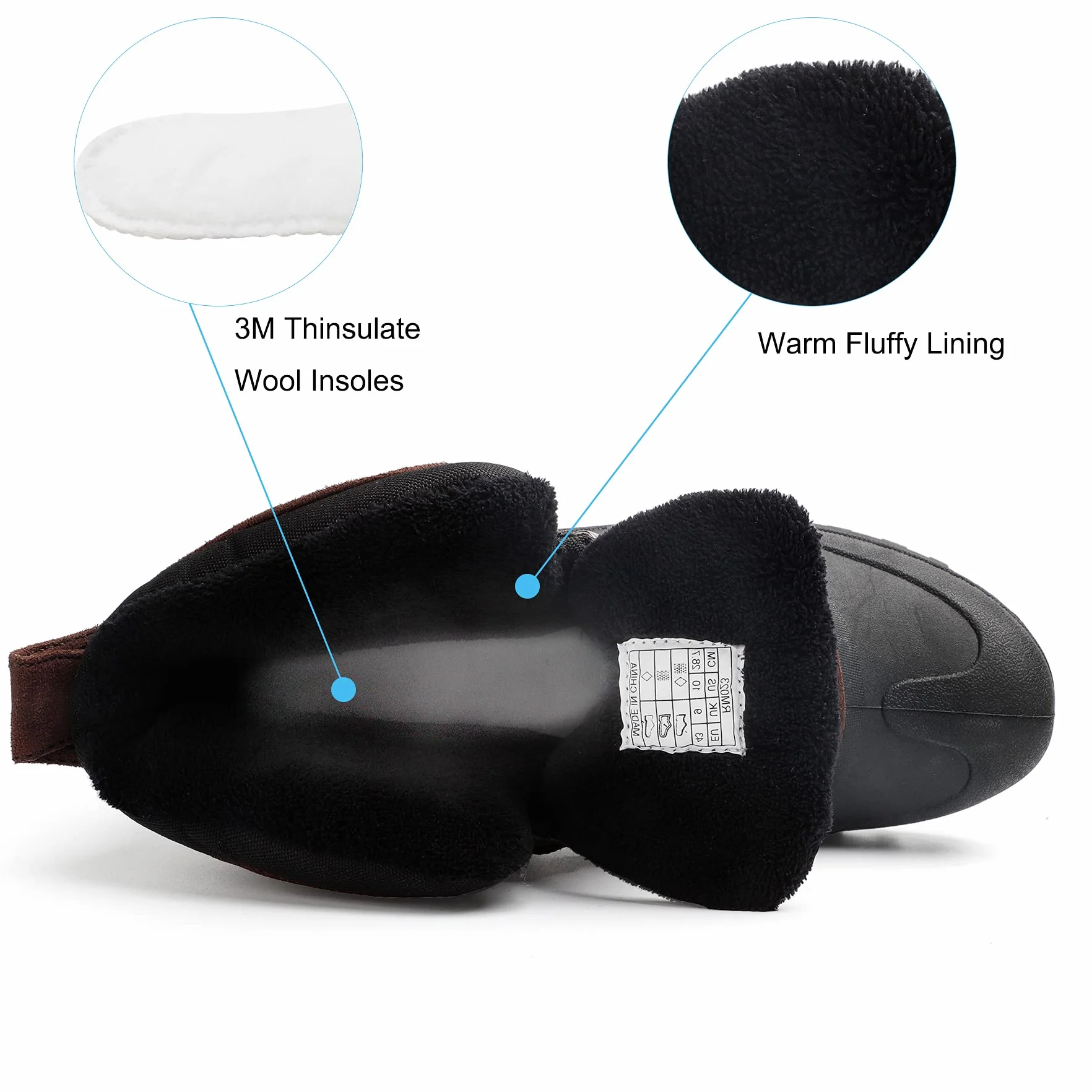 riemot Bottes de Neige Imperméables Antidérapantes Randonnée Hiver Homme Femme 37-47EU