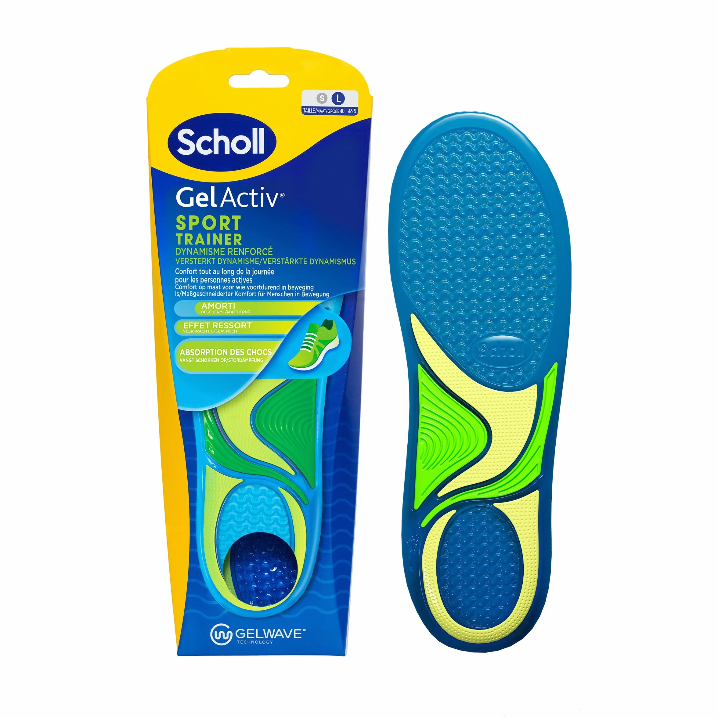 Dr. Scholl's Semelles GelActiv Sport Hommes - GelWave Absorption des Chocs - Taille 40-46,5