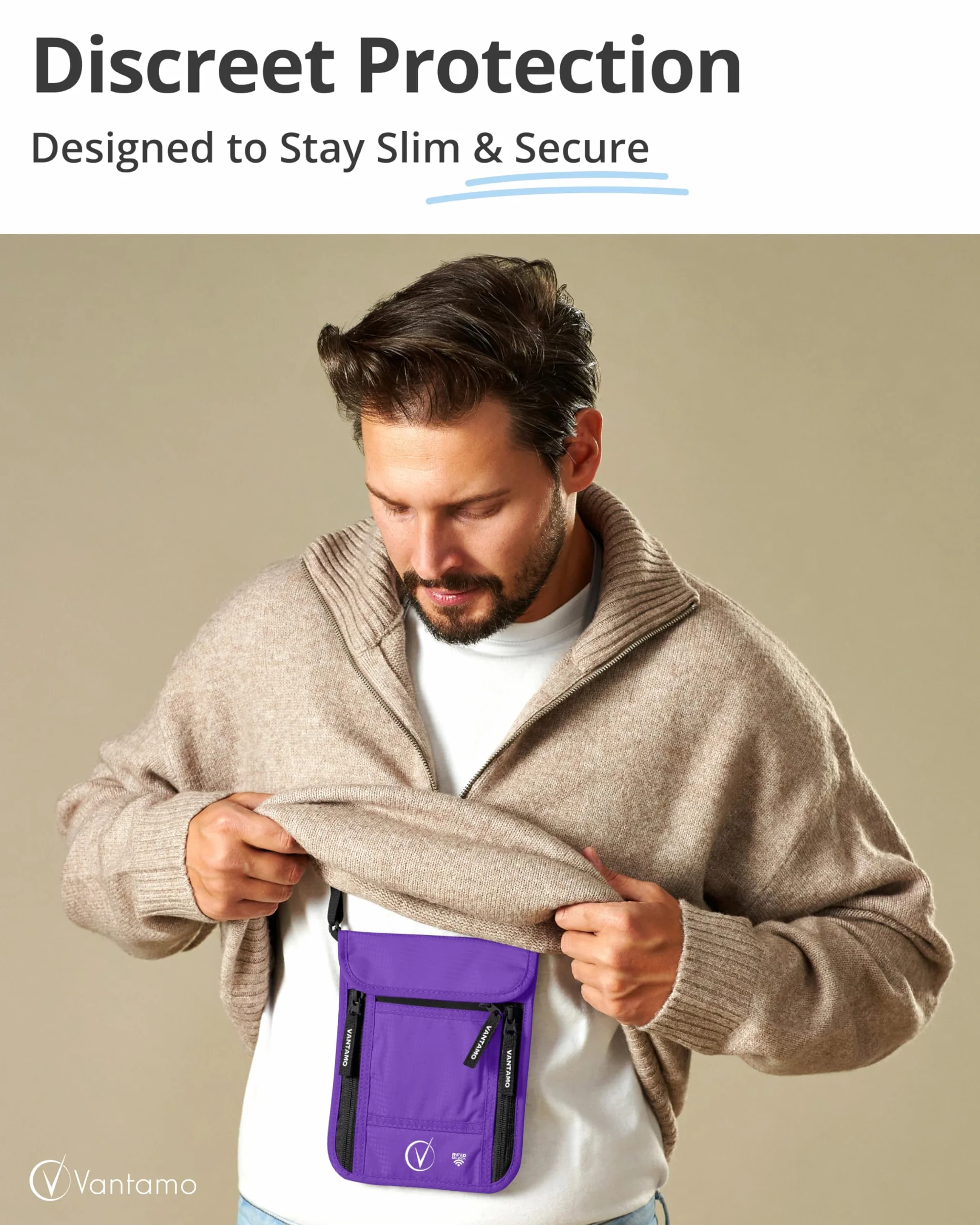 Porte-passeport de voyage de luxe avec protection RFID pour hommes et femmes, violet/noir