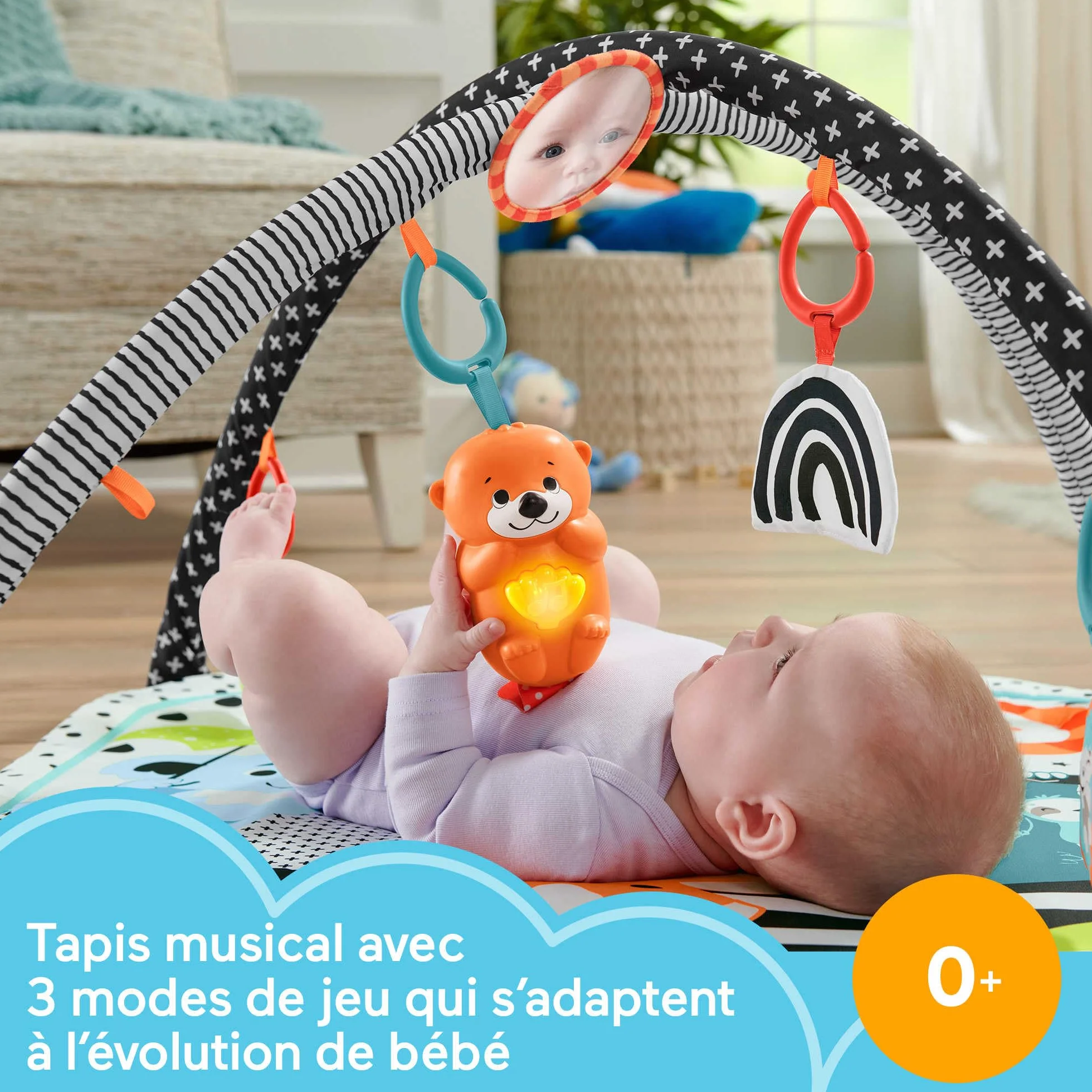 Fisher-Price Tapis Sensoriel 3-en-1 Bébé avec Lumières et Sons Jouets d'Activité HPF39