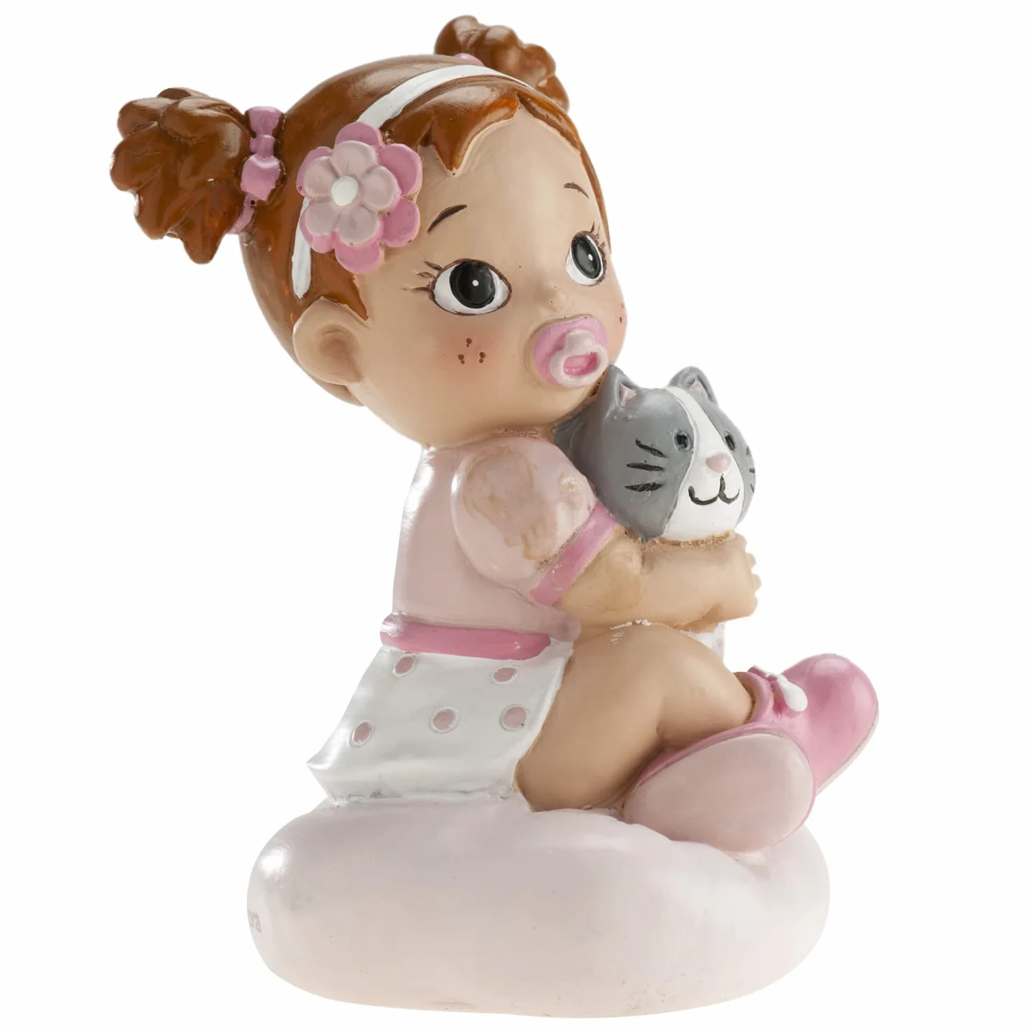 Figurine en résine Décoration Baptême Fille 10 cm Cake Topper Bébé Chaton Design Original