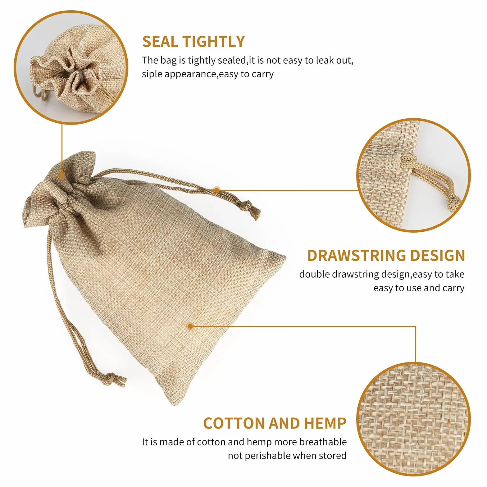 Pochon Jute 10x15cm Sac Toile de Jute avec Cordon Petite Pochette Cadeau pour Bijoux
