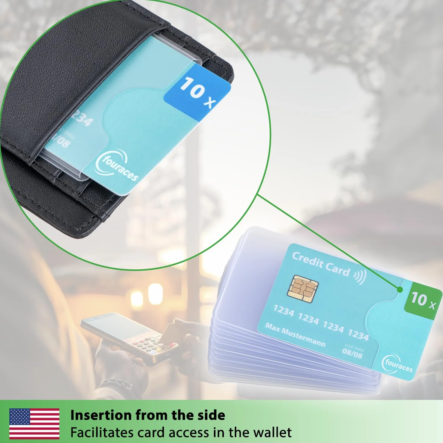 fouraces Protege Carte bancaire 10 pièces Transparent étui Rigide pour Carte navigo, Carte Bleu