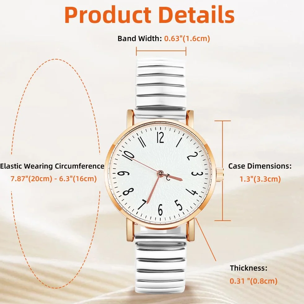 Montre Femme Bracelet Élastique Quartz Grands Chiffres Arabes Métal Cadeau Anniversaire Fête des Mères