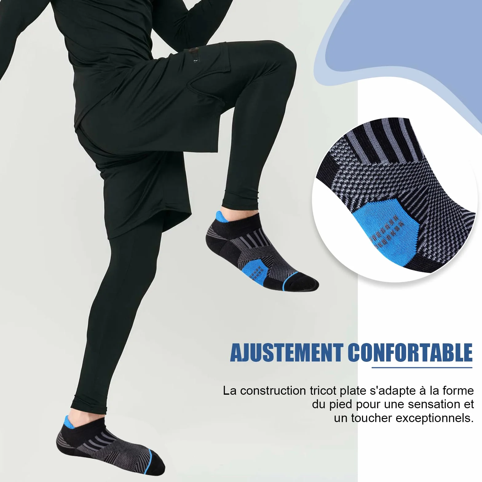 Niofind Chaussettes Homme Sport Lot de 6 Paires Coton Respirant Anti-transpiration Running Travail Randonnées