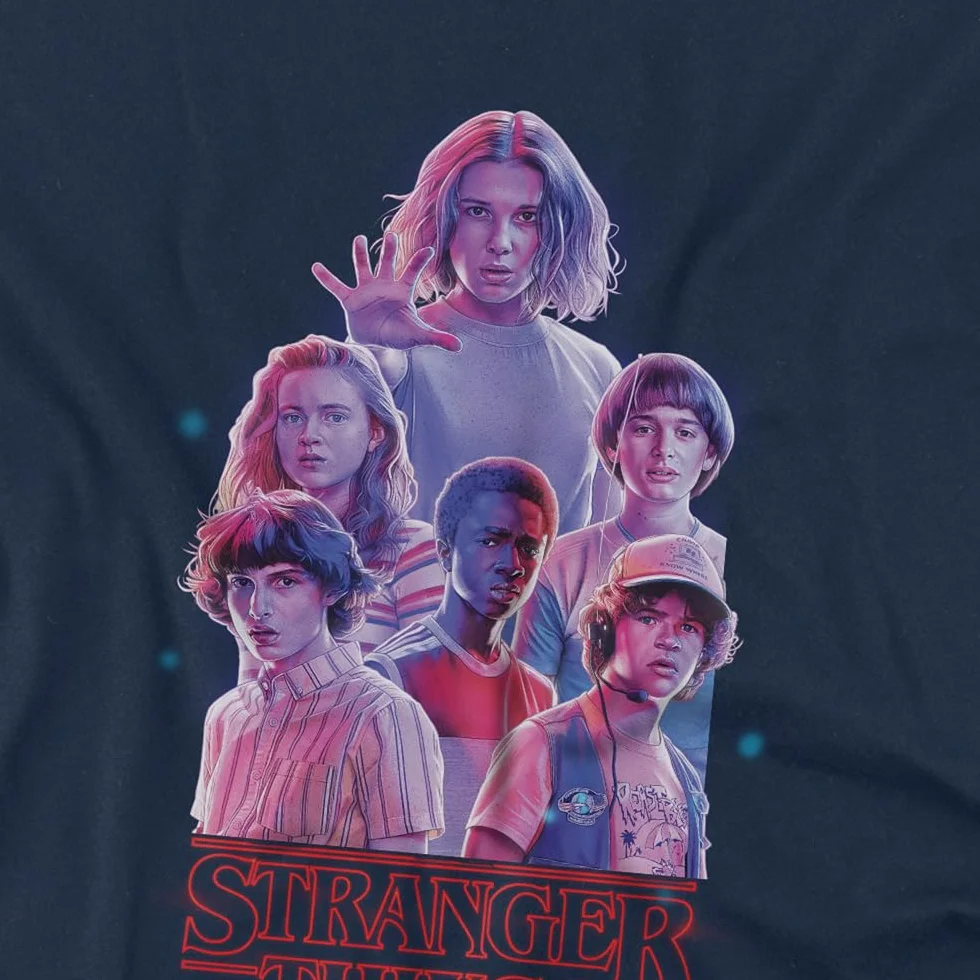 Stranger Things Pink Glow Group Kids Sweatshirt Black Maillot de survêtement Enfant Lot de 1