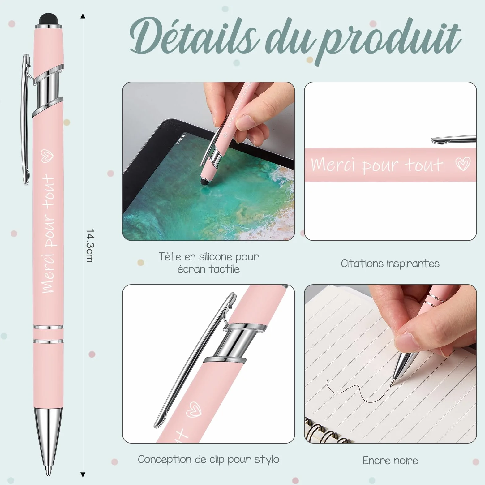 BBTO Ensemble de 4 Pièces Merci Cadeau Atsem Maîtresse d'École avec Trousse, Carnet, Stylo, Porte Clés