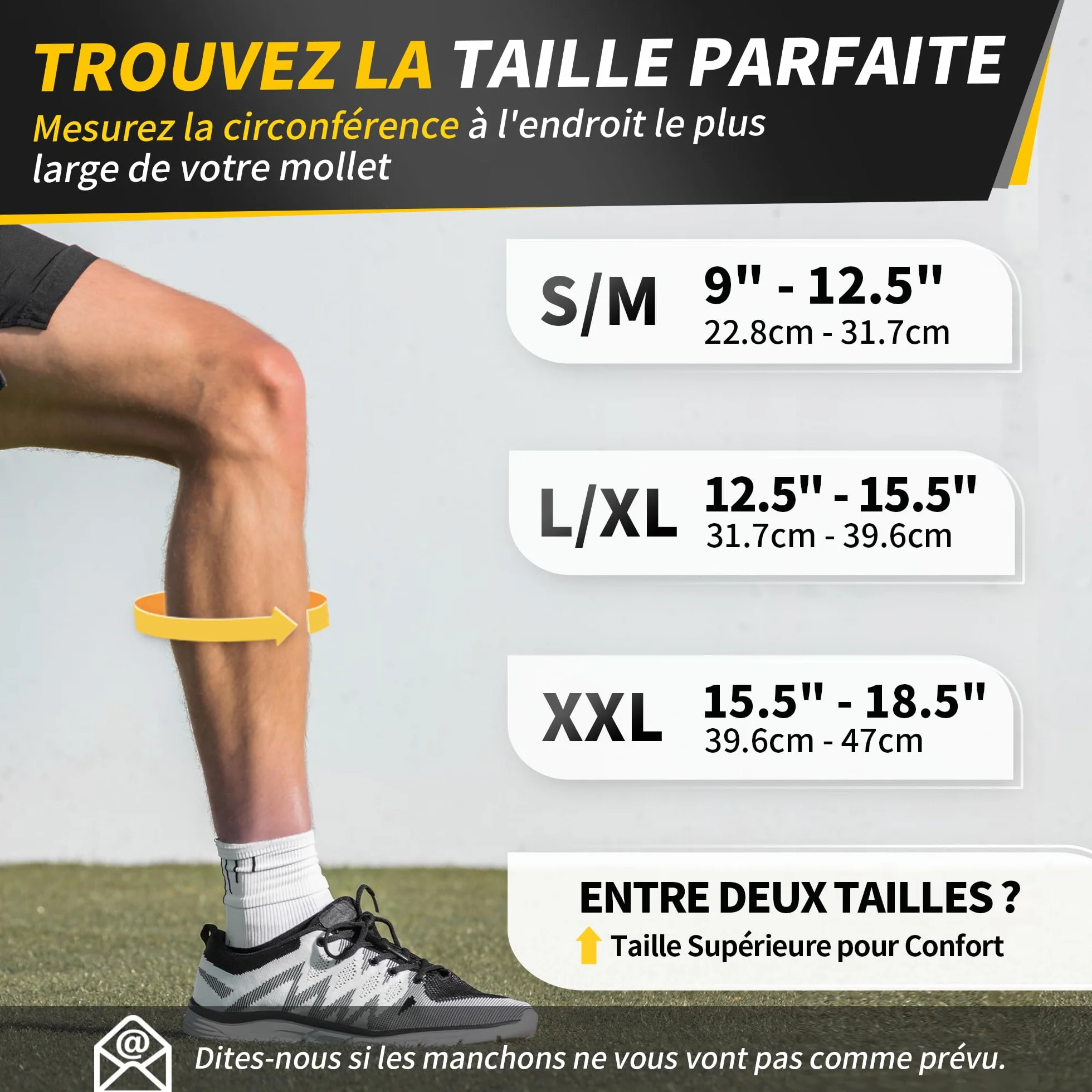 CAMBIVO Manchon Compression Mollet x2, Bas de Contention Femme Homme, Chaussettes Compression sans Pied