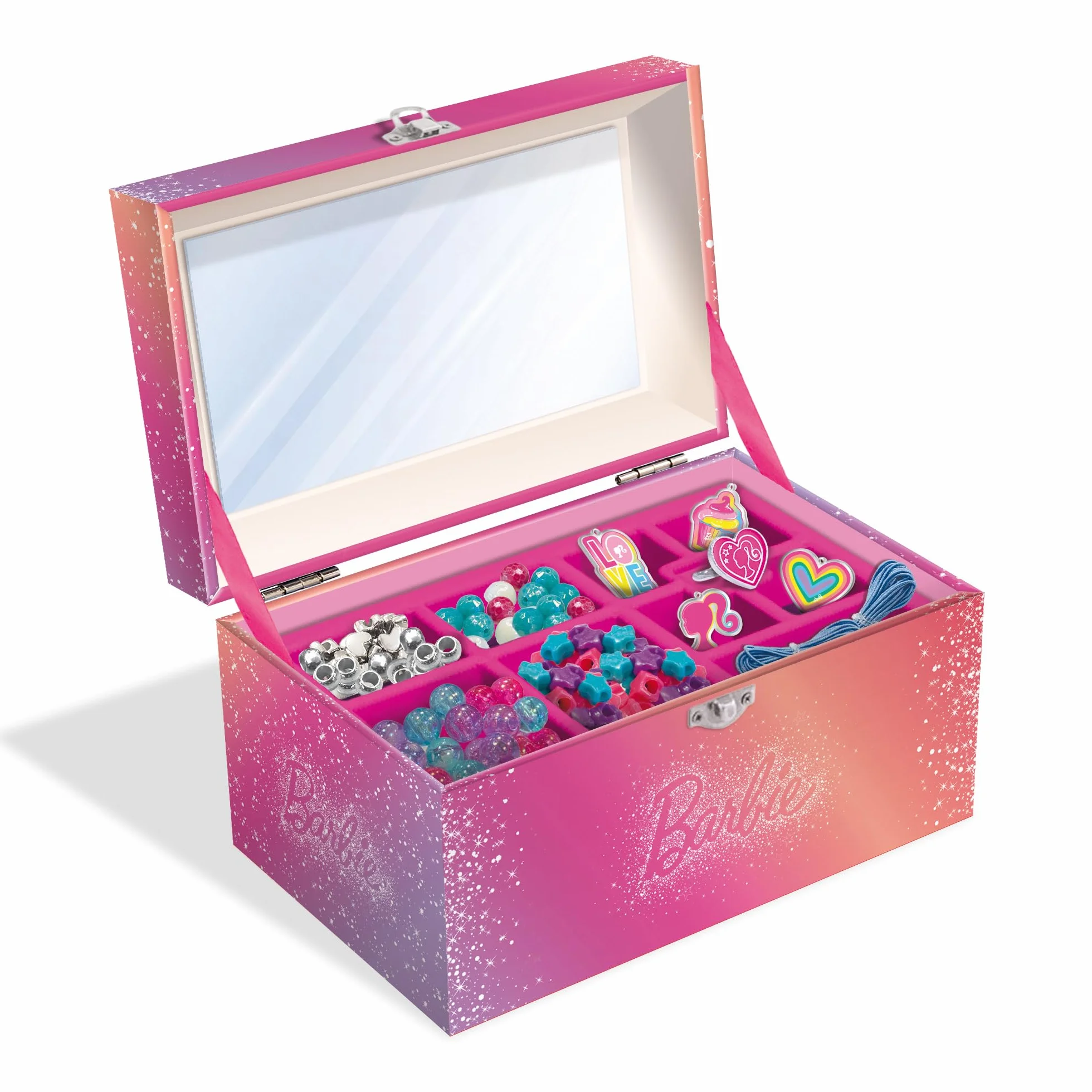 Lisciani Barbie Coffret Bijoux We Dream Together Boîte à Bijoux à Créer pour Enfants Dès 5 Ans Kit Perles et Breloques