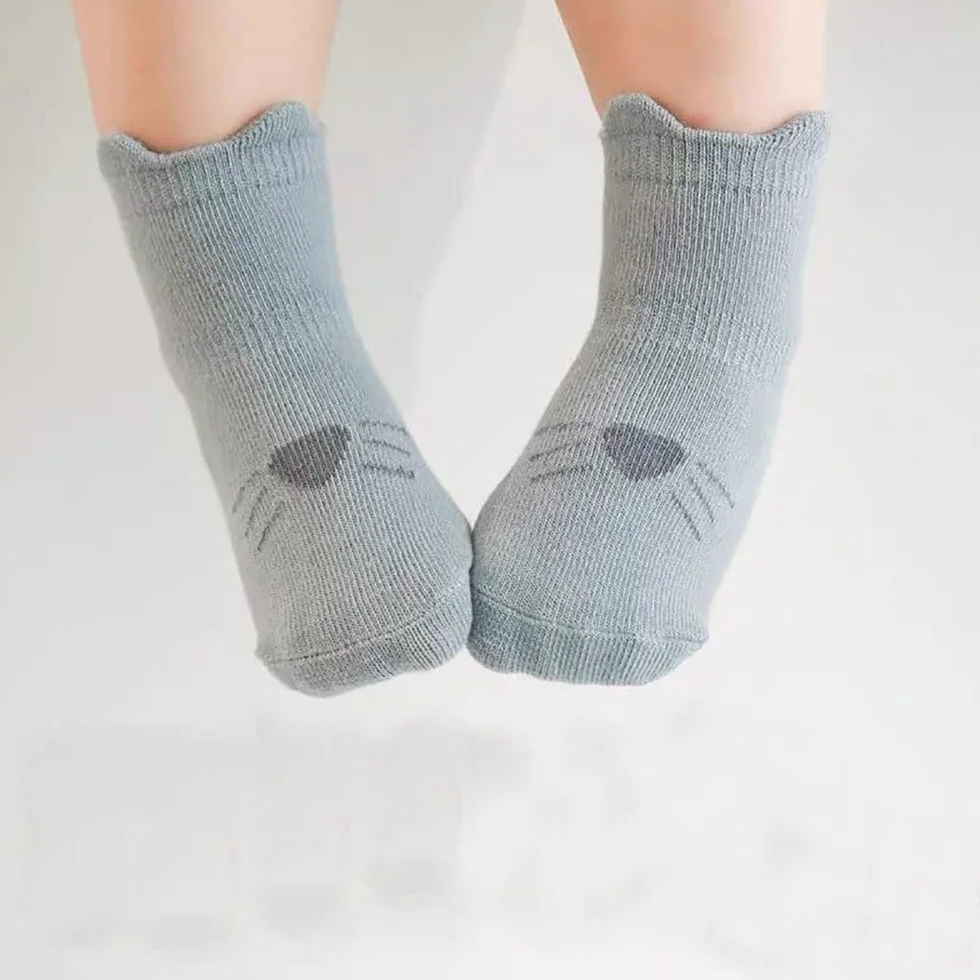 FedMois Chaussettes Antidérapantes Bébé Enfant Coton Motif Animaux 5 Paires