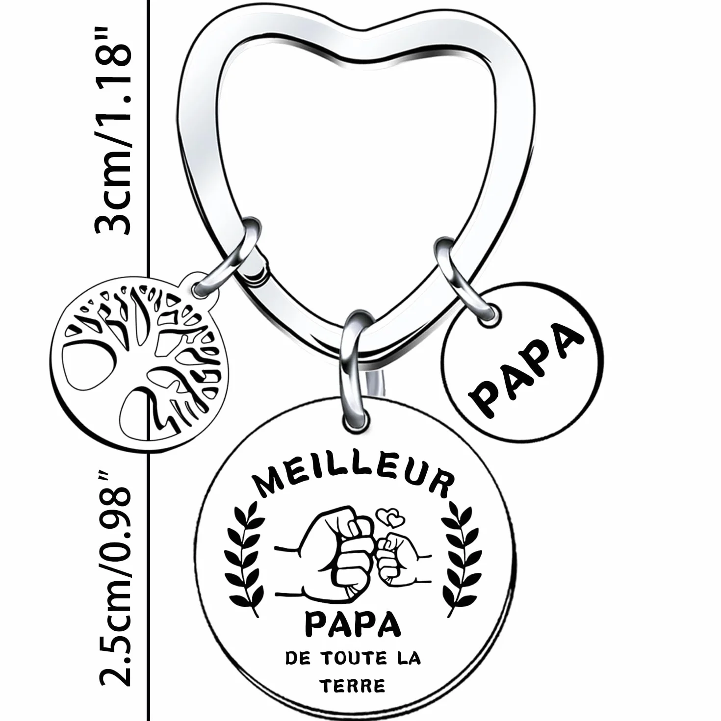 Porte-clés Papa Cadeau Fête des Pères Cadeau Homme Baptême Noel