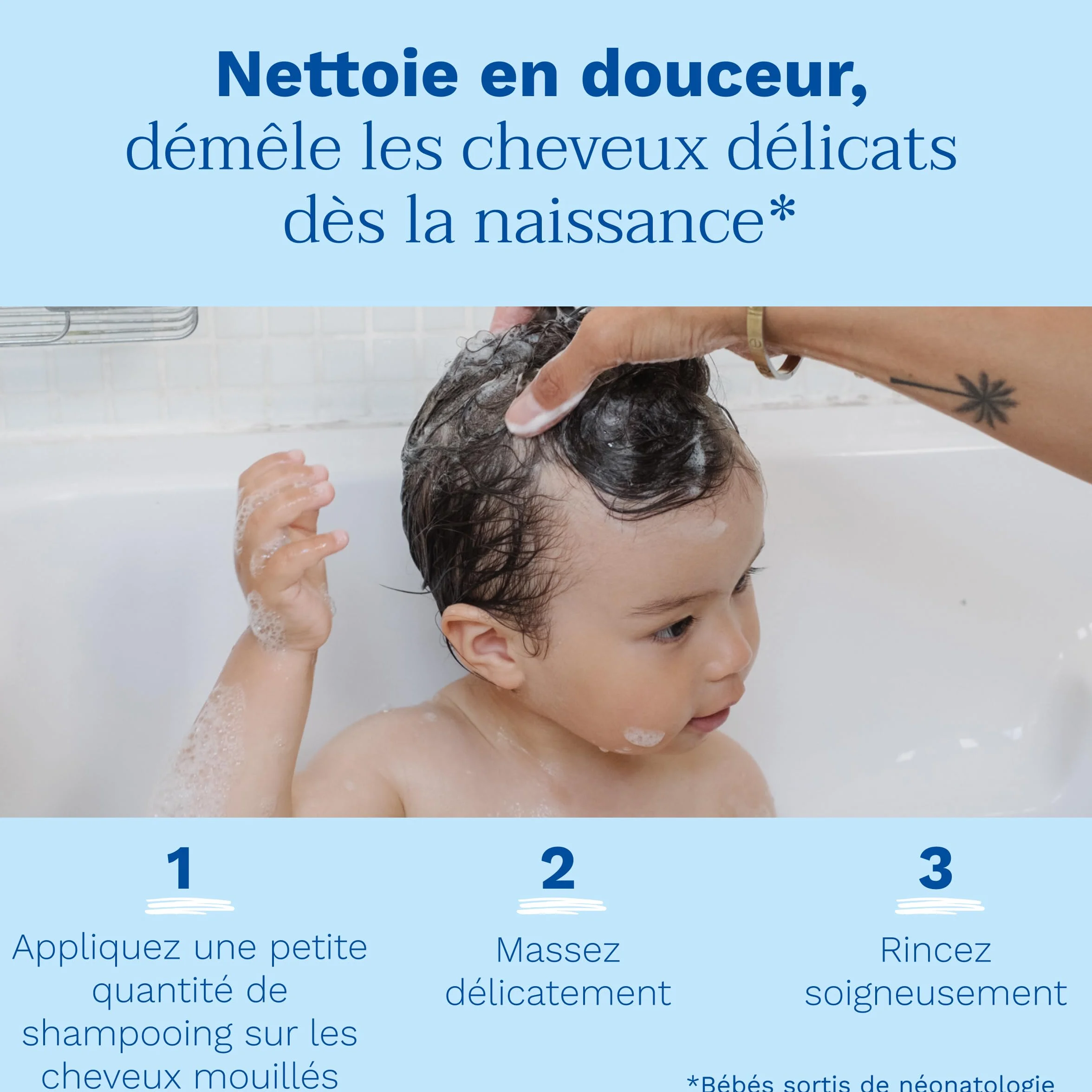 Mustela Shampoing Doux Bébé Nettoyage en Douceur Dès la Naissance Démêle Ne Pique pas les Yeux 95% Ingrédients Naturelle Shampooing Végan Peaux Normales