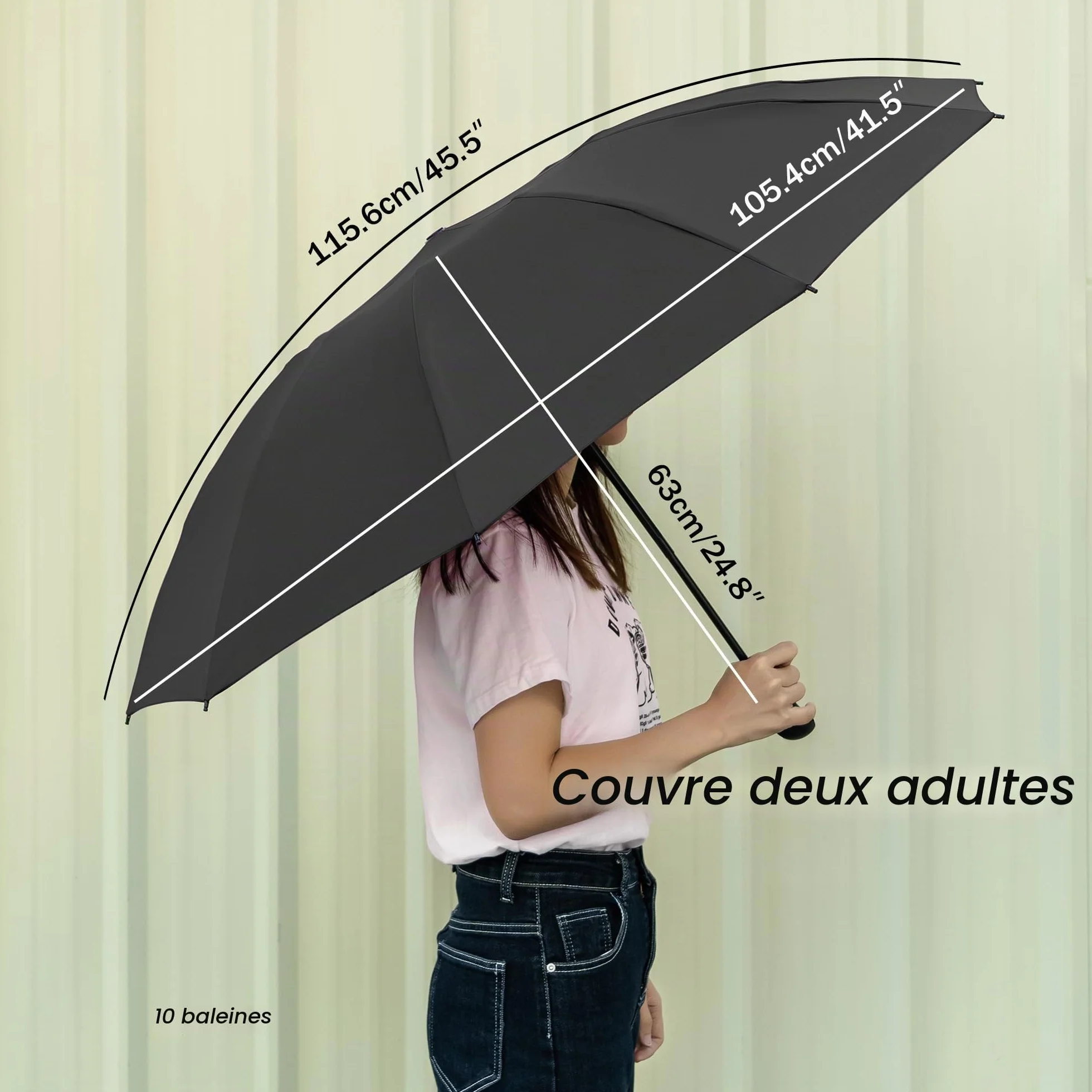 Parapluie Pliant inversé Compact Automatique Coupe-Vent Homme 210T 10 Sections