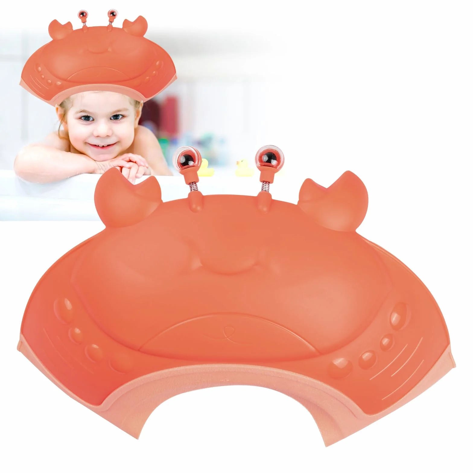 Visière Bonnets Casquette de Bain Enfant Réglable Protection Yeux Oreilles Bébé Rose