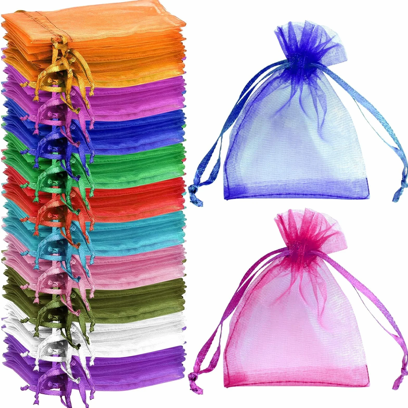 Pochette Cadeau Coloré Sachet Organza Gift Bags 7x9 cm Tulle Bonbon Dragees de Lavande Marriage Sacs à Cordon