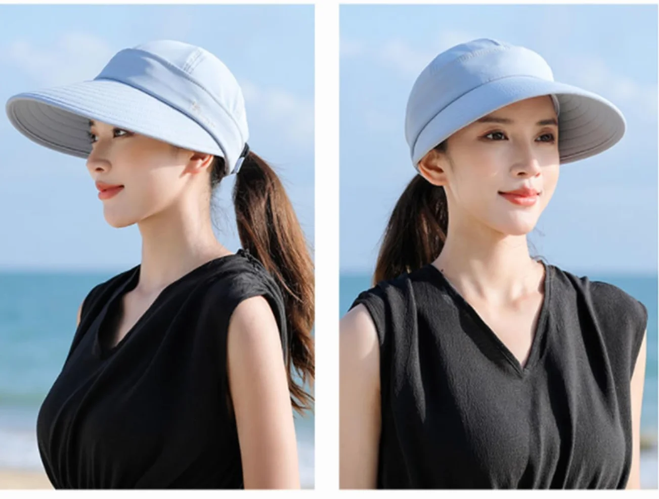 Casquette Visière Sport Été Chapeau de Soleil Démontable Femme Large Bord Pliable Protection UV