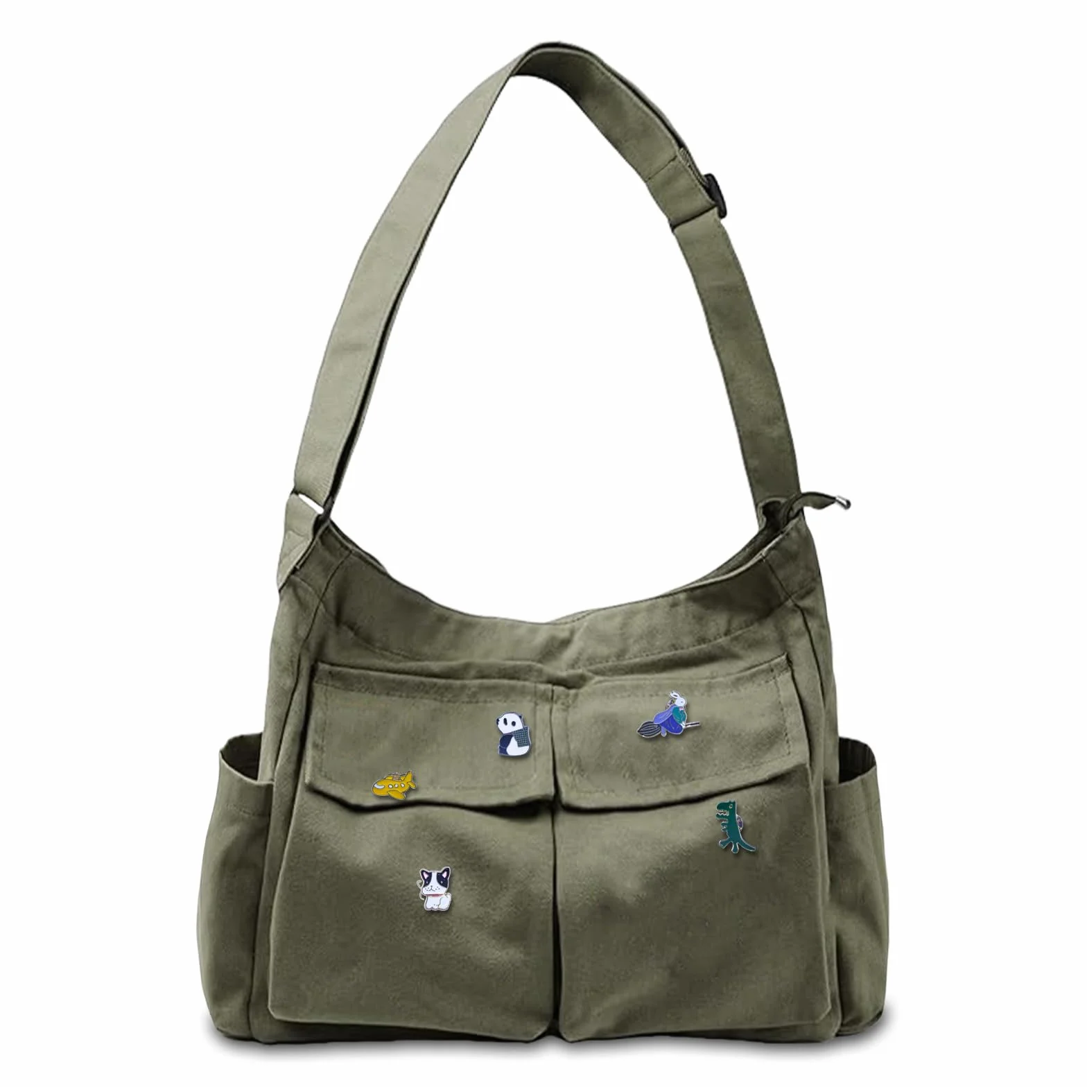 Sac à Bandoulière Rétro Grand Multi-poches pour Voyage Travail École