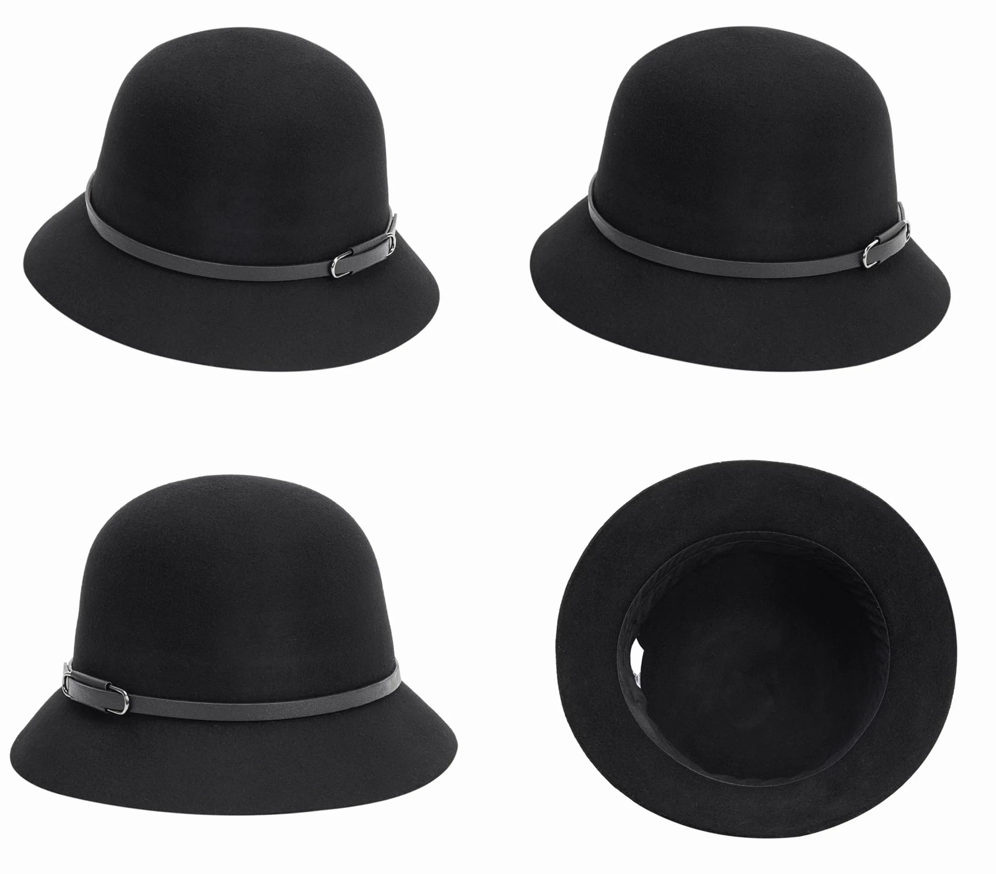 Chapeau cloche vintage années 1920 en feutre de laine pour femme hiver