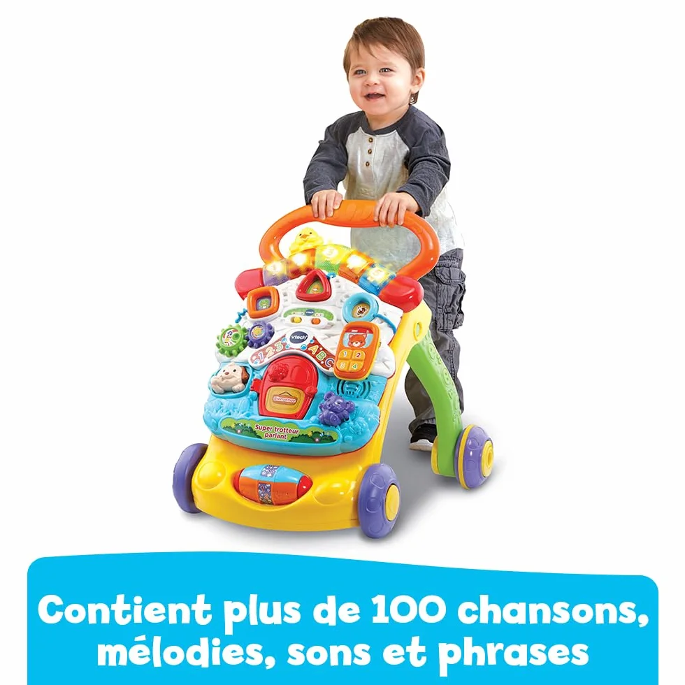 VTech Super Trotteur Parlant Bébé Pliable Orange, Tableau d'Éveil Détachable, Jouet d'Activité et de Développement, Apprentissage de la Marche, Cadeau Bébé Dès 9 Mois