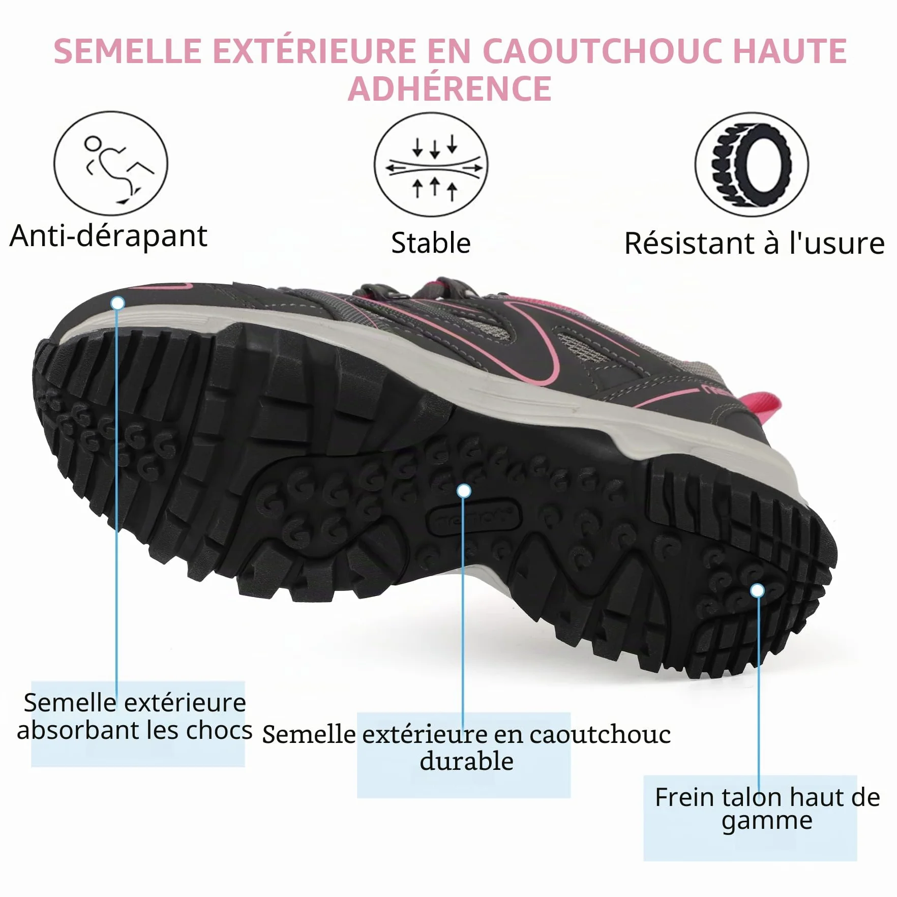 riemot Chaussures de Randonnée Femme Imperméables Basses Respirantes Antidérapant