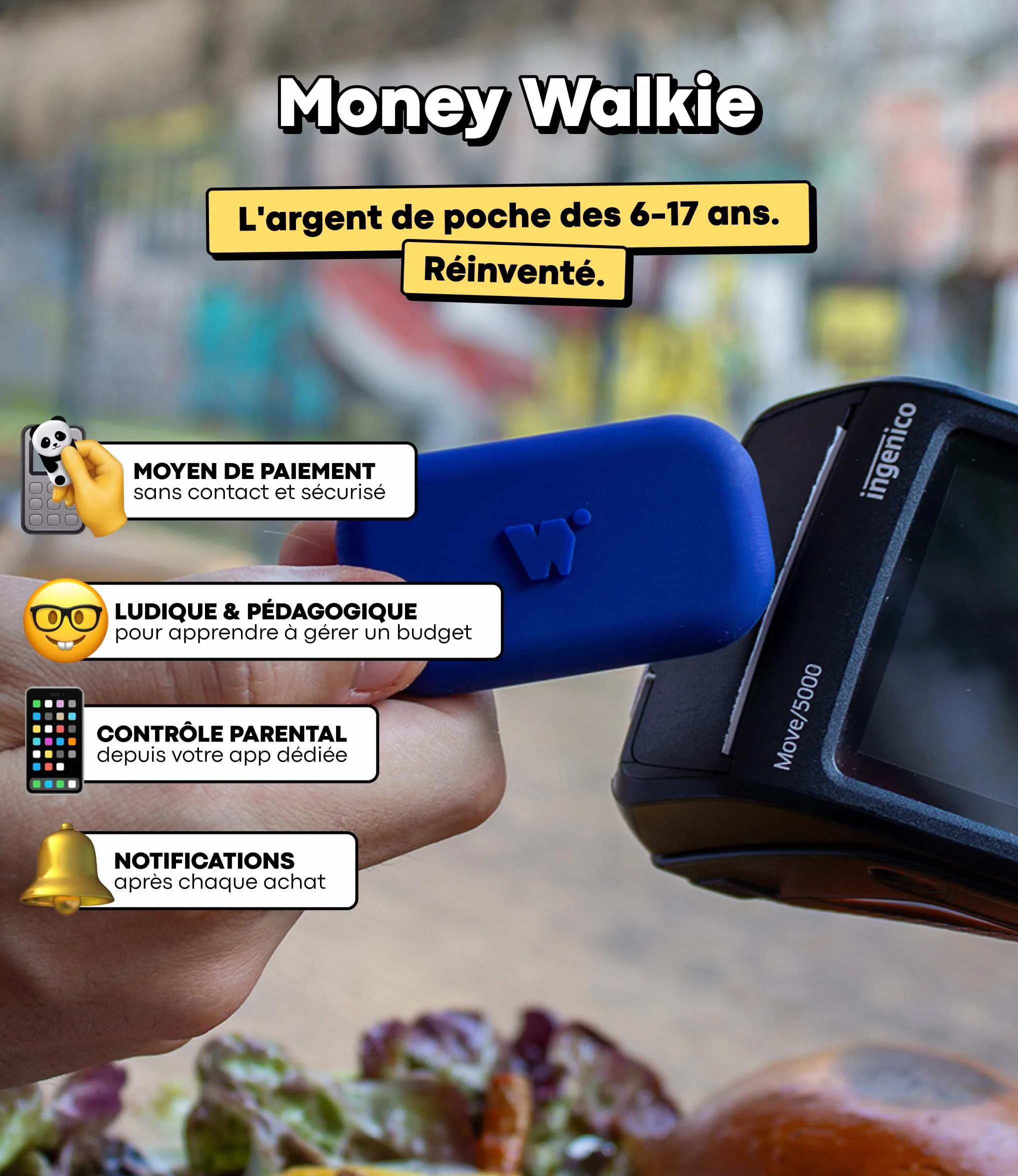 Porte Monnaie sans Contact pour Enfants et Ados - Apprendre à Gérer Son Argent - Bubble Tea