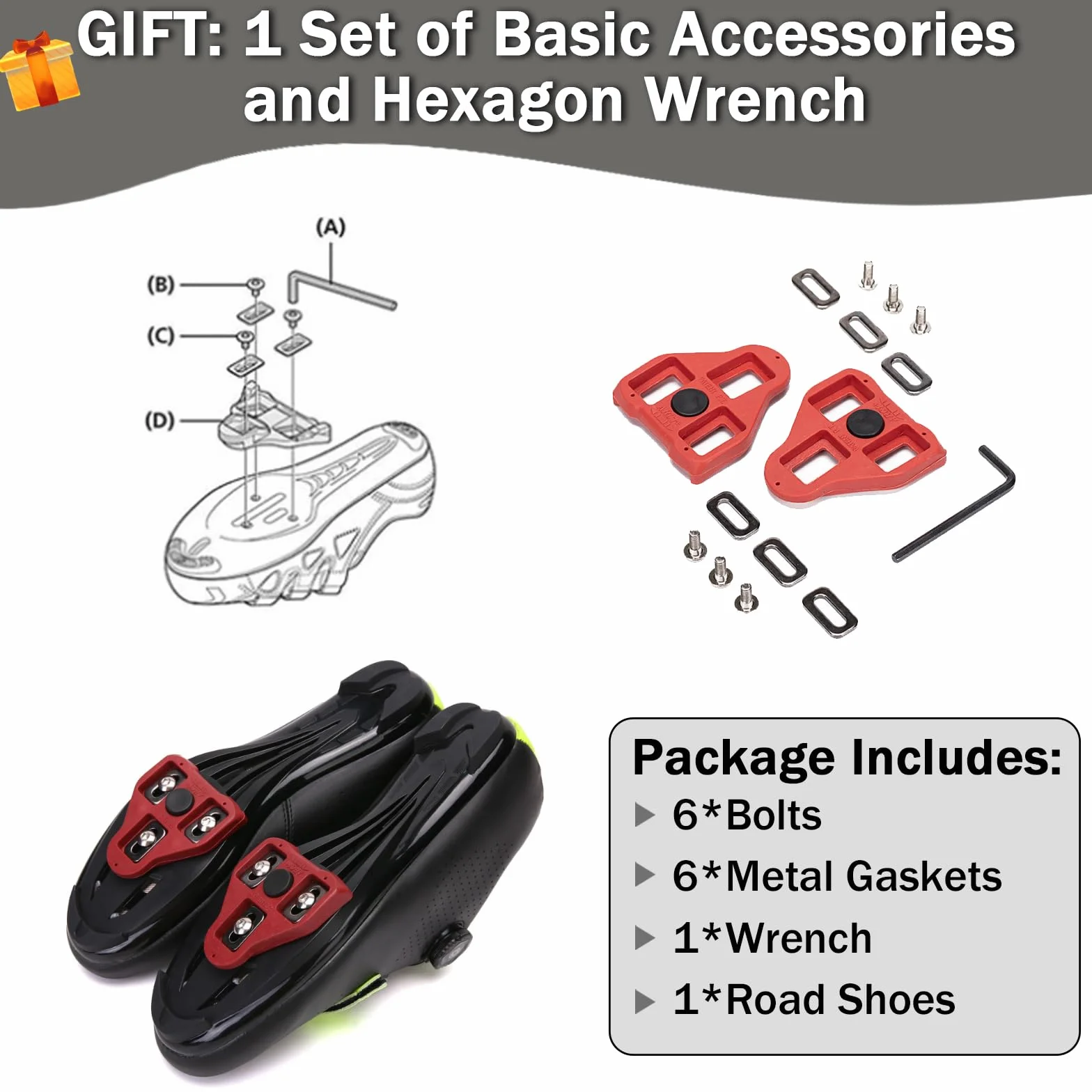FANSU Chaussures Vélo Route Homme Antidérapants Cyclisme Lacets Rotatifs Look Lock 36-47 EU