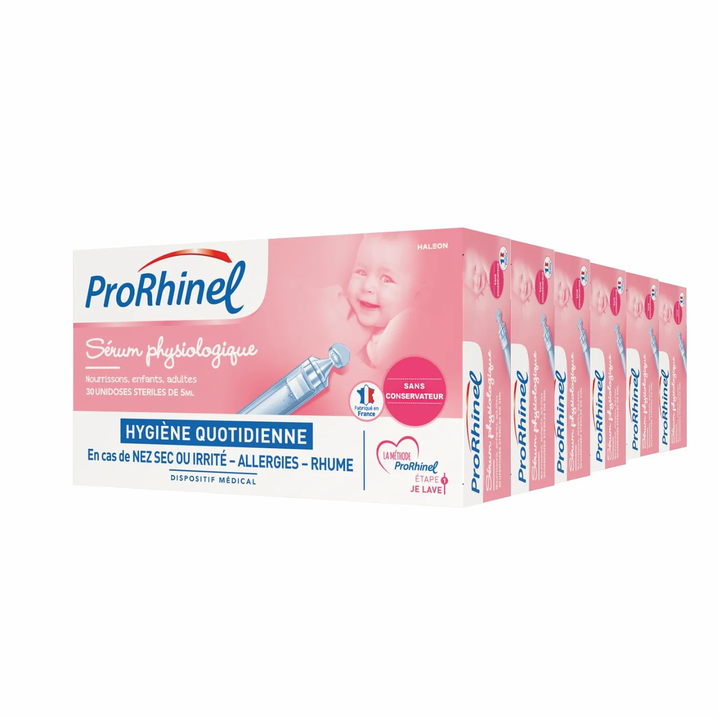 PRORHINEL Sérum Physiologique Stérile Lavage Nasal Lot 6 x 30 Unidoses Sans Conservateur Fabriqué En France