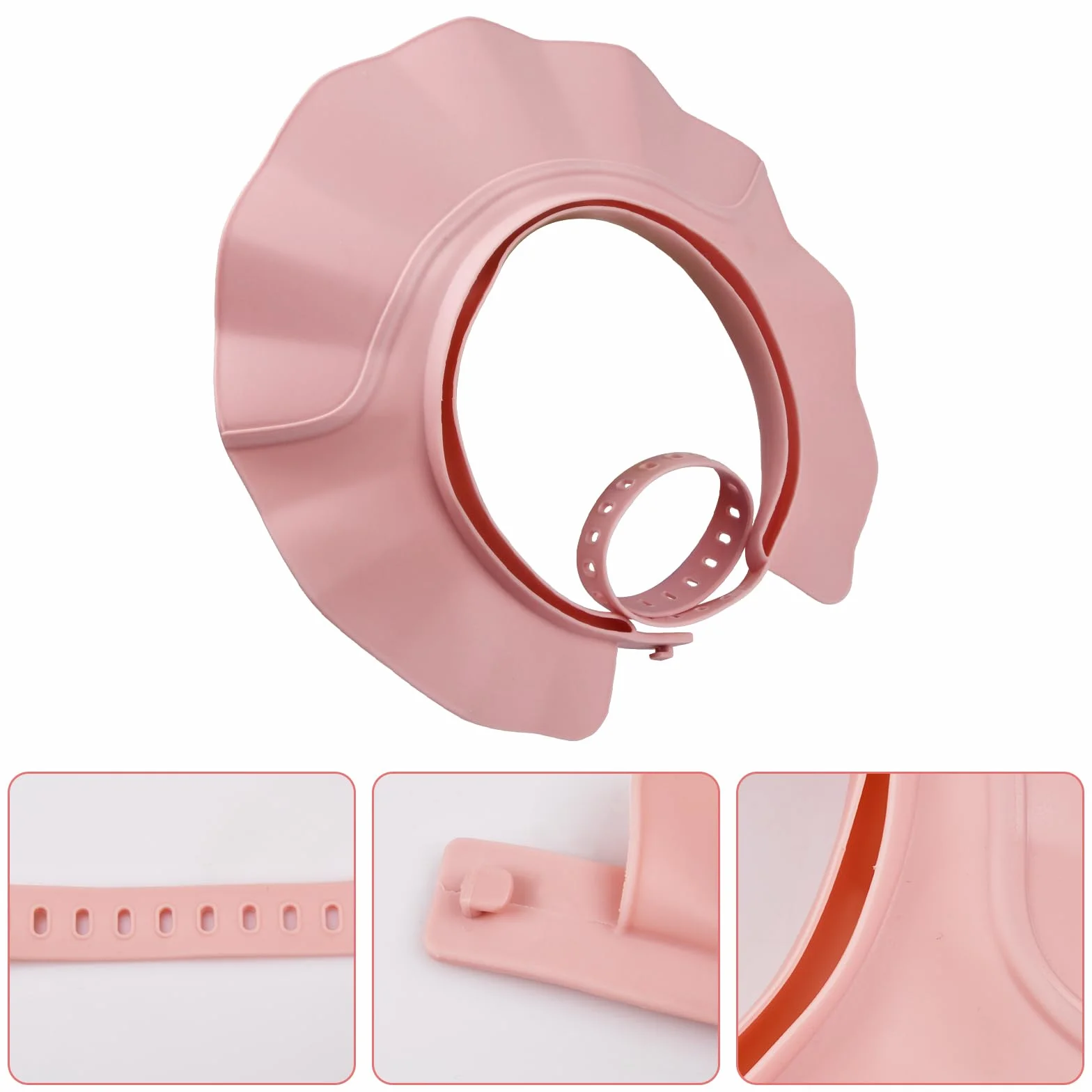 Visière Bain Silicone Réglable Trois en un Protection Yeux Oreilles Enfant Rose