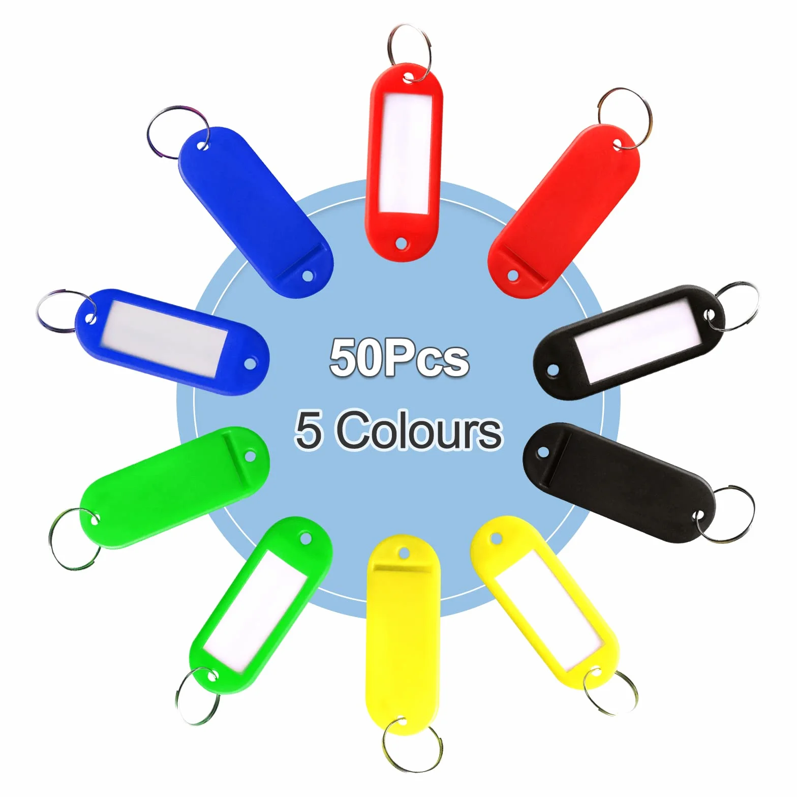 50 Pièces Porte-clés Bagages en Plastique, Étiquettes de Clé 5 Couleurs 5,8cm*2,2cm pour Voyage Hôtel