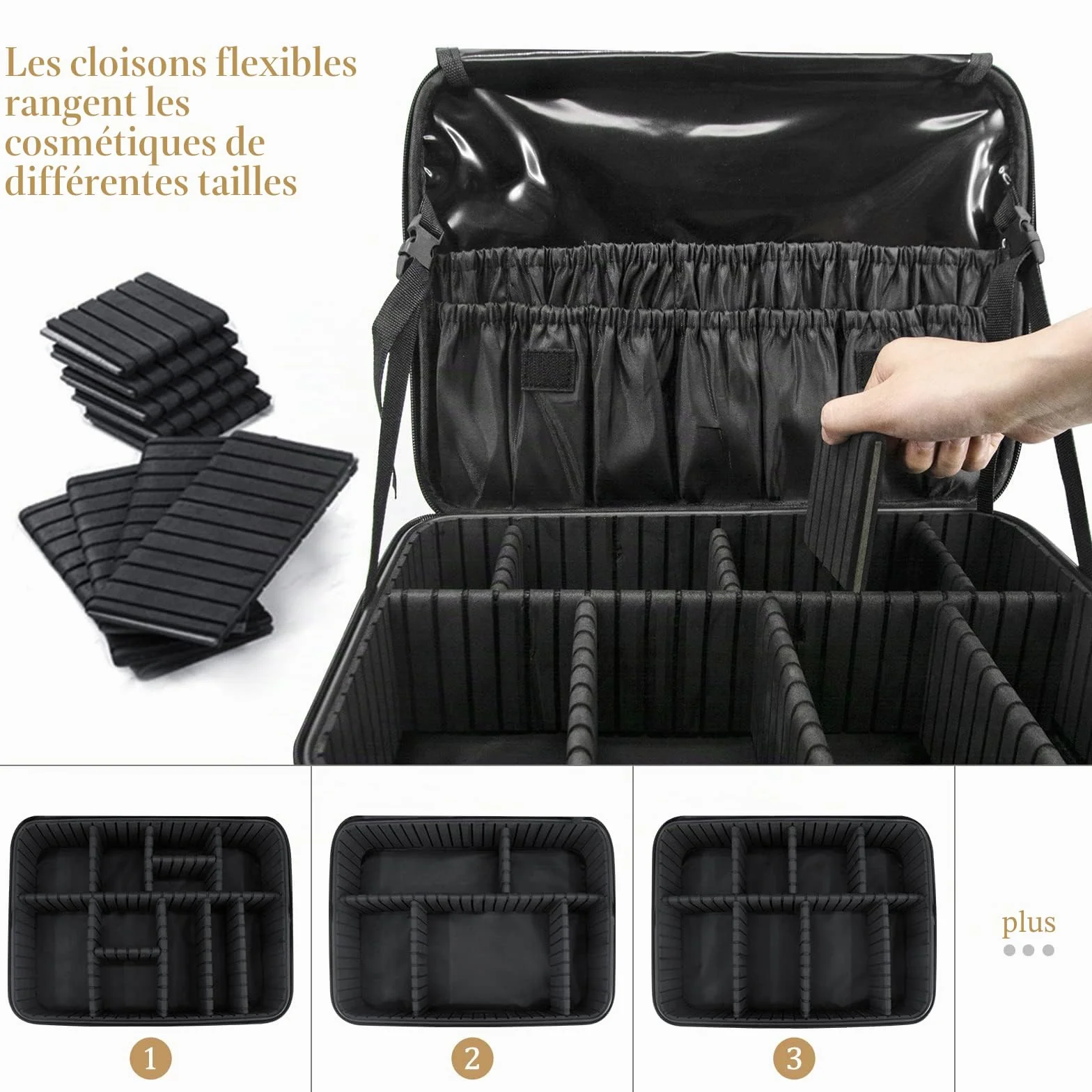 Trousse Toilette Maquillage Rangement Valise Voyage Professionnel Femme Make up Organisateur Vanity Étanche avec Pinceaux