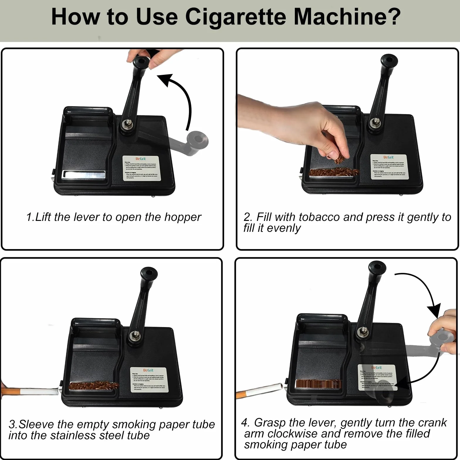 BeGrit Machine à Tuber φ 8mm avec étui à Cigarette, Tubeuse Cigarette