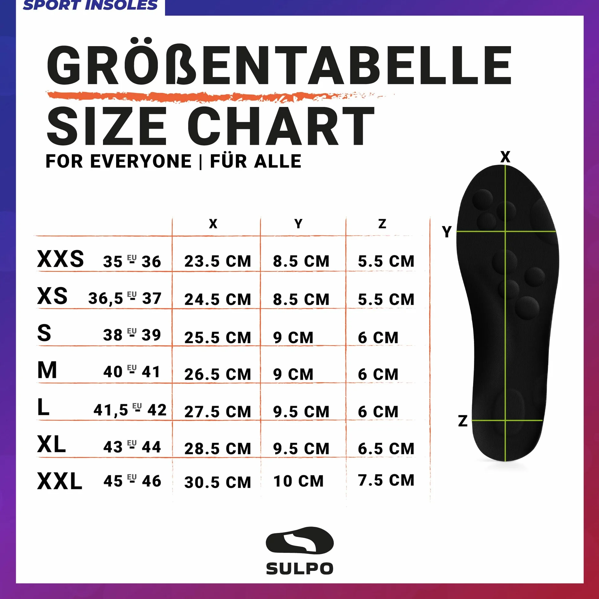 SULPO SPORT Semelles Orthopédiques Chaussures Sportives Confort Amortissantes Absorption Chocs Respirantes 43-44 XL Noir