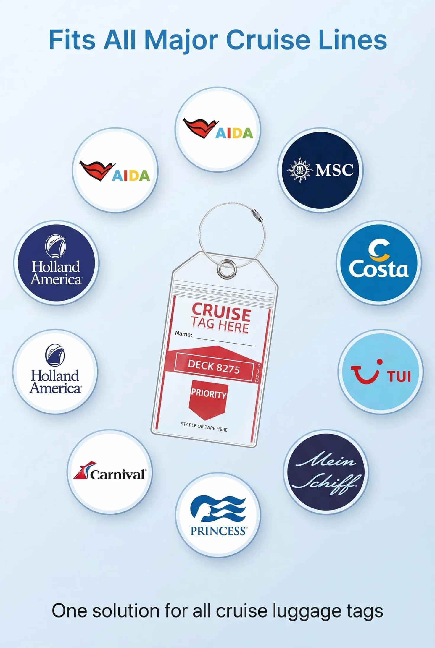 Lammcou Étiquettes de bagages XXL PVC robuste étanche transparentes 19x11cm 4pcs pour Aida TUI Mein Schiff
