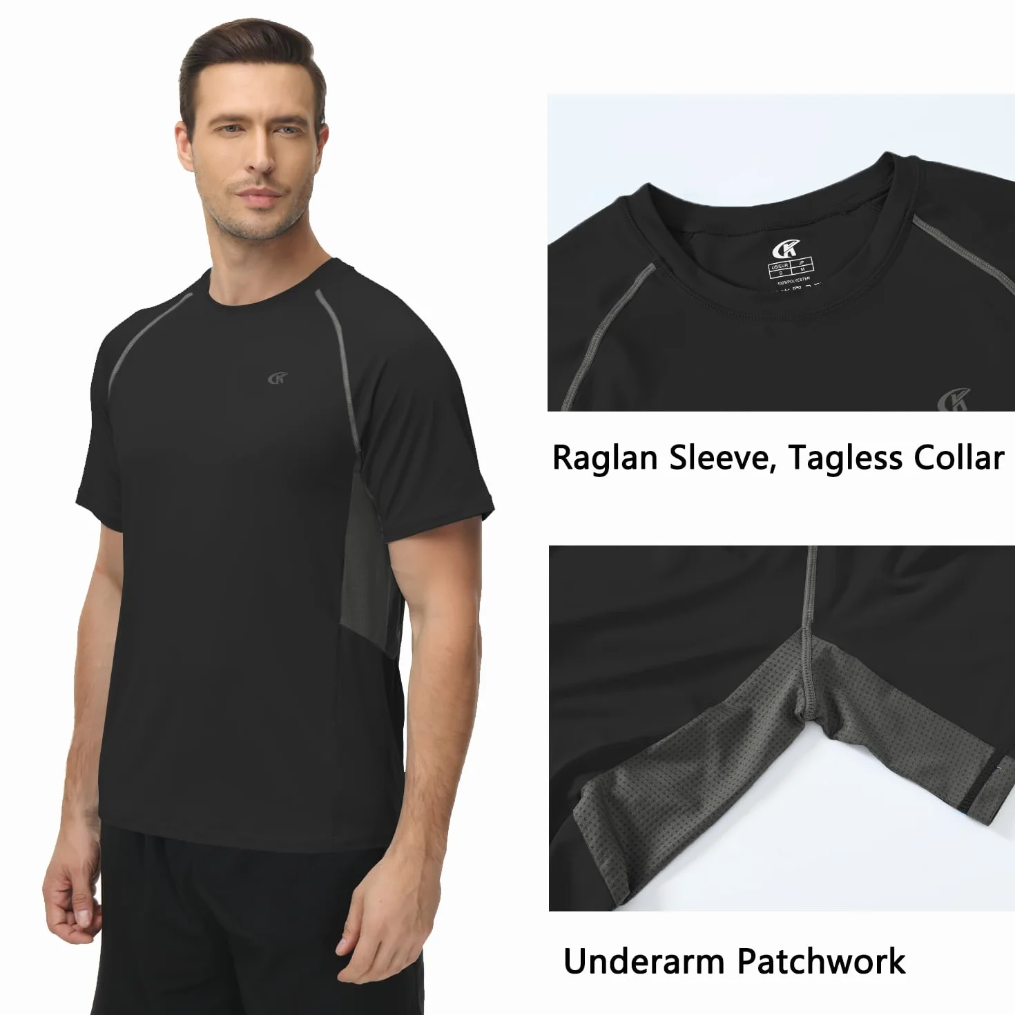 Huayuzh Men's UPF 50+ Rash Guard Short Sleeve Swim Shirt Quick Dry Surfing Beach Top