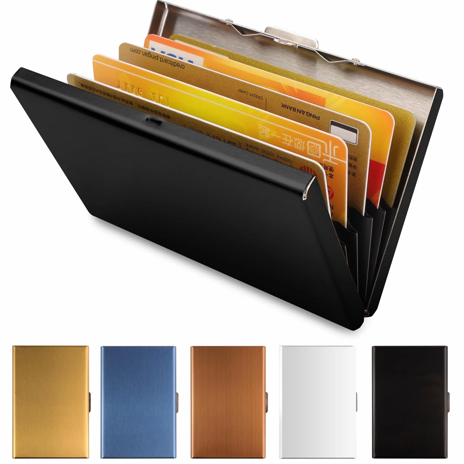 Vicloon Porte-Carte de Crédit Métallique RFID 6 Slots Noir