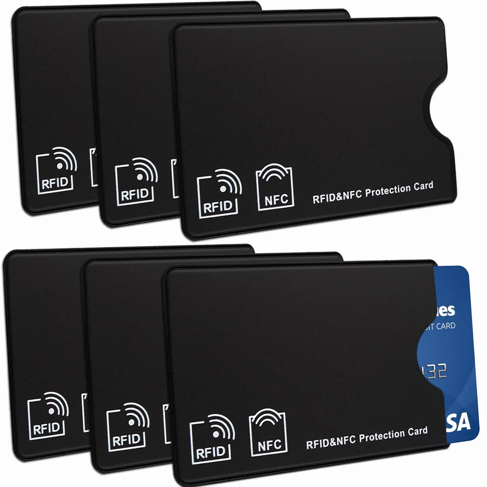 Lot de 6 Etui Protection Carte Bancaire Anti-RFID NFC Noir PVC