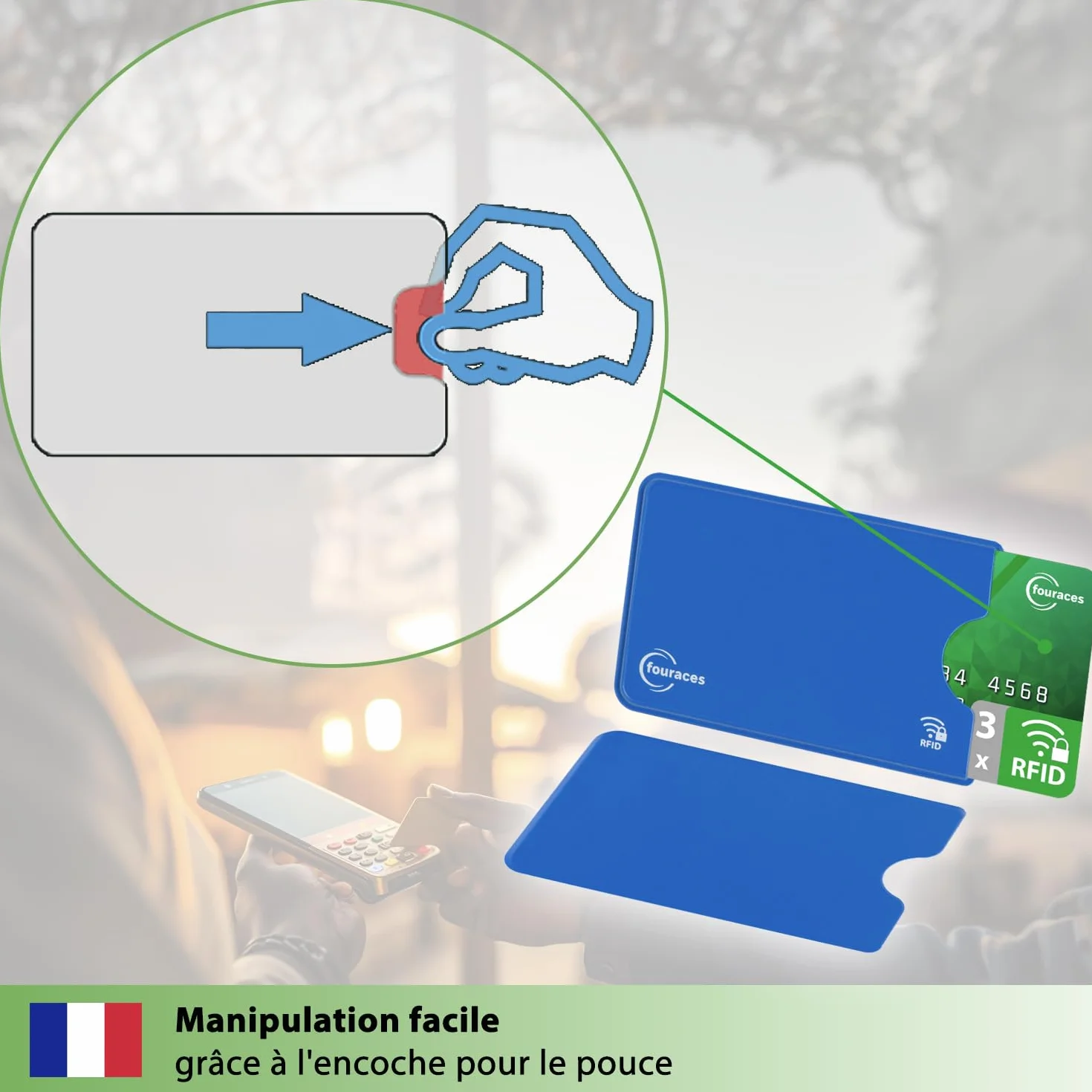 fouraces RFID Protection Carte bancaire 3 pièces Porte-Carte Anti fraude Anti RFID NFC Plastique Multicolore