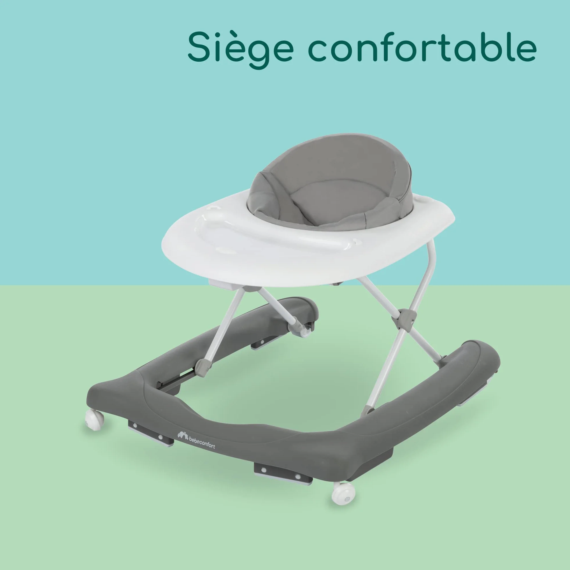 Bebeconfort Explorer Trotteur bébé pliable avec plateau d'activités musical, 6-18 mois, 12 kg, Gray Mist