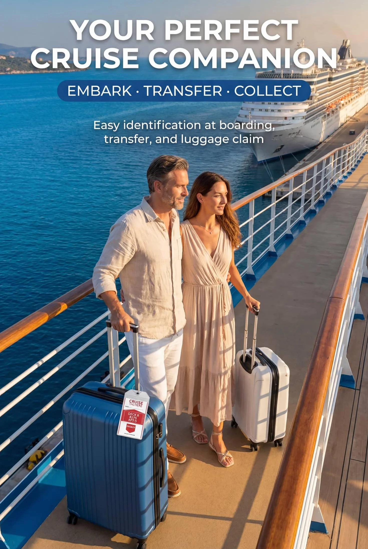 Lammcou Étiquettes de bagages XXL PVC robuste étanche transparentes 19x11cm 4pcs pour Aida TUI Mein Schiff