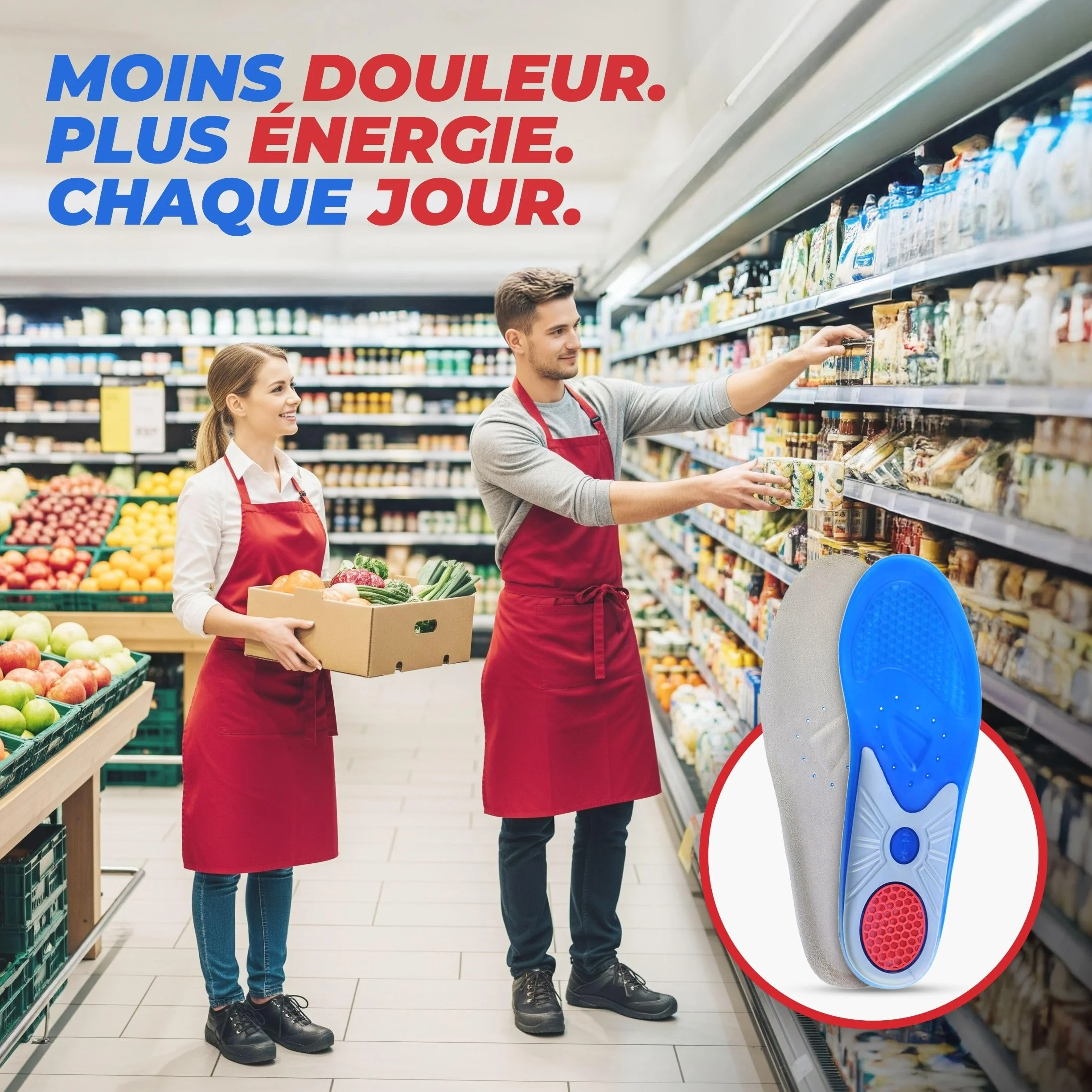 Semelle gel homme/femme sport travail - Semelles chaussures confort antidérapantes aéré amorti chocs
