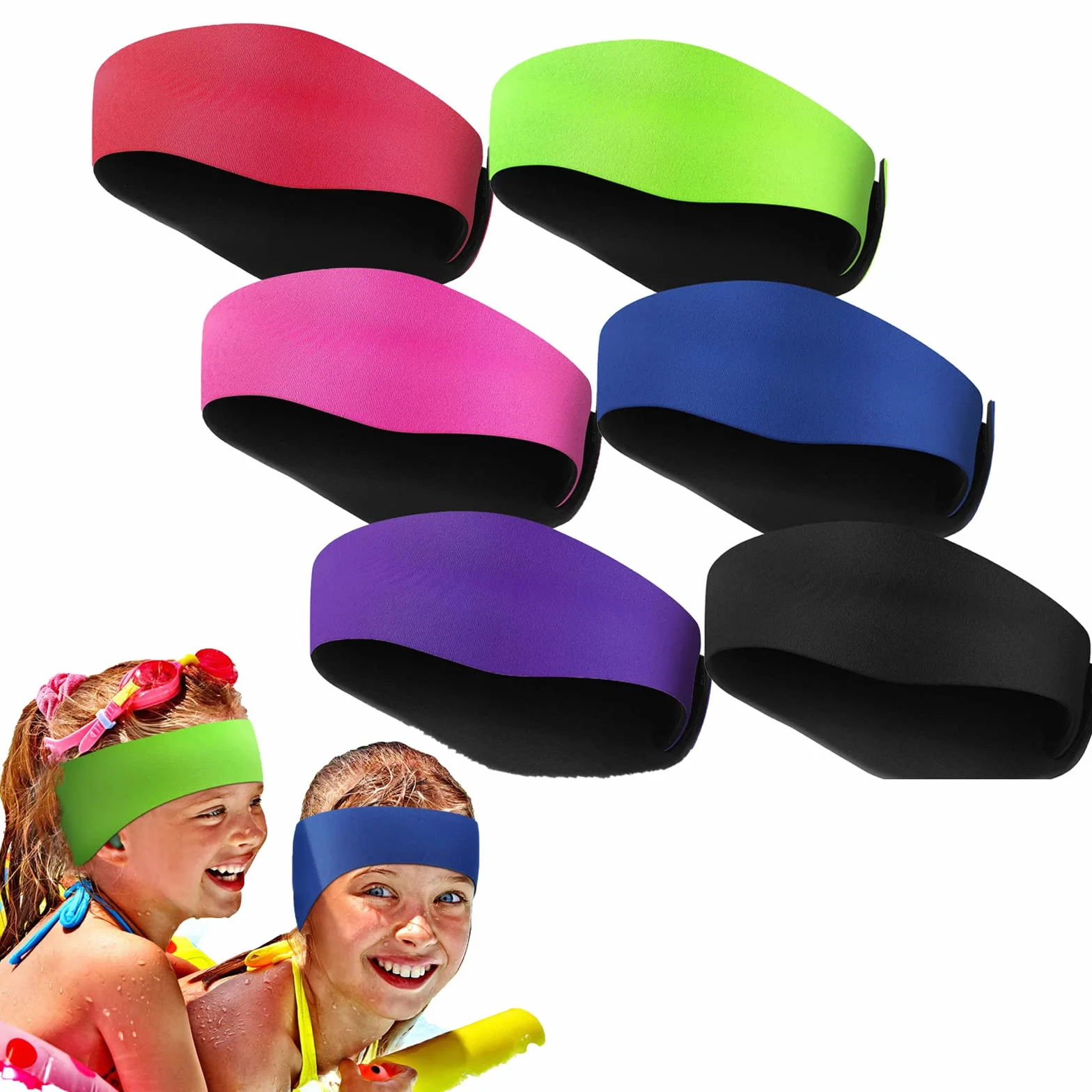 Bandeau de Natation Enfant Néoprène Élastique Équipement Sport Nautique Anti-Eau Violet