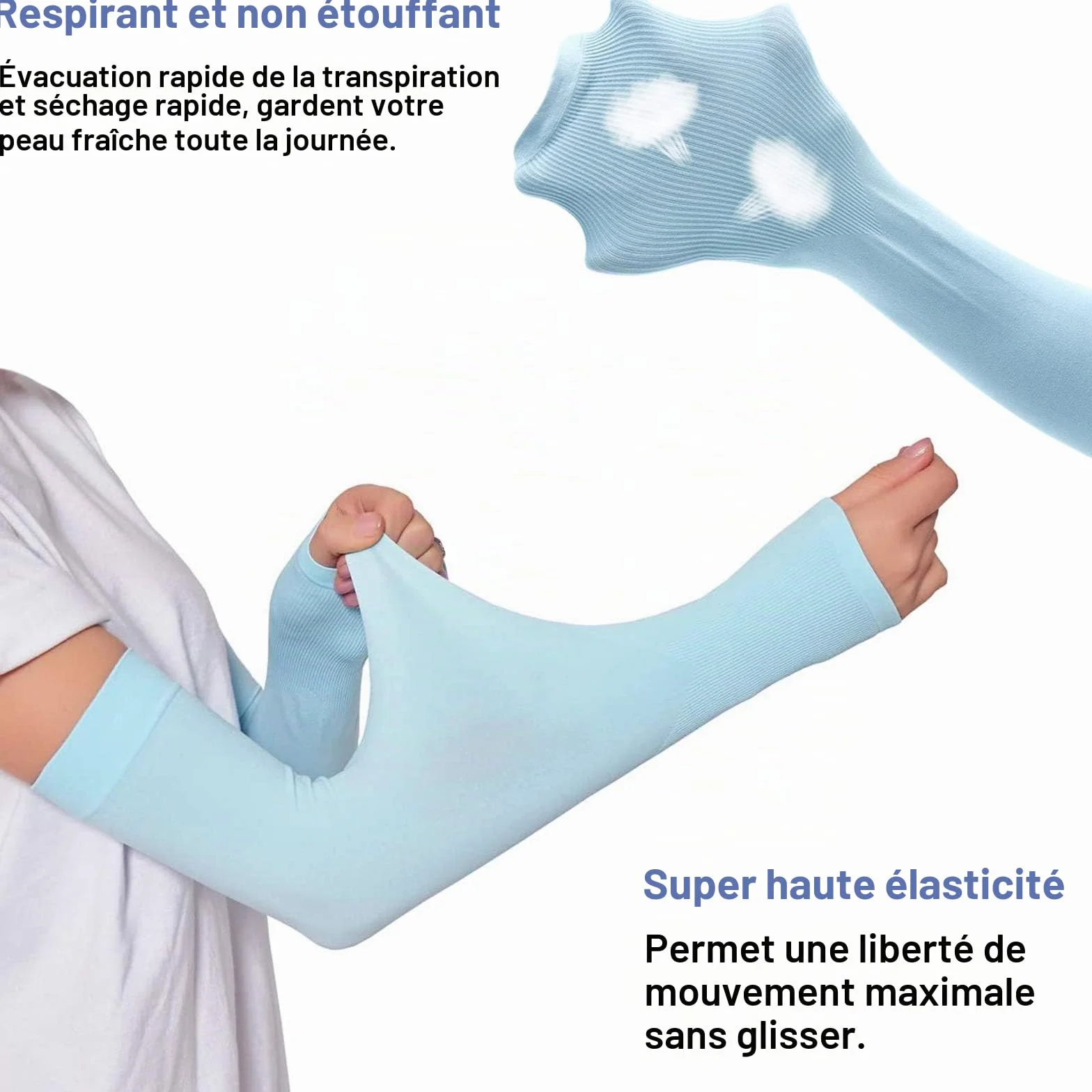 beister Manchon de Bras Homme & Femme, Anti-UV Protection UPF 50+ Manche Bras Avec Trou pour Le Pouce Antidérapants Cooling Manchette Gaming, Manchons Sport Compression Arm Sleeves.