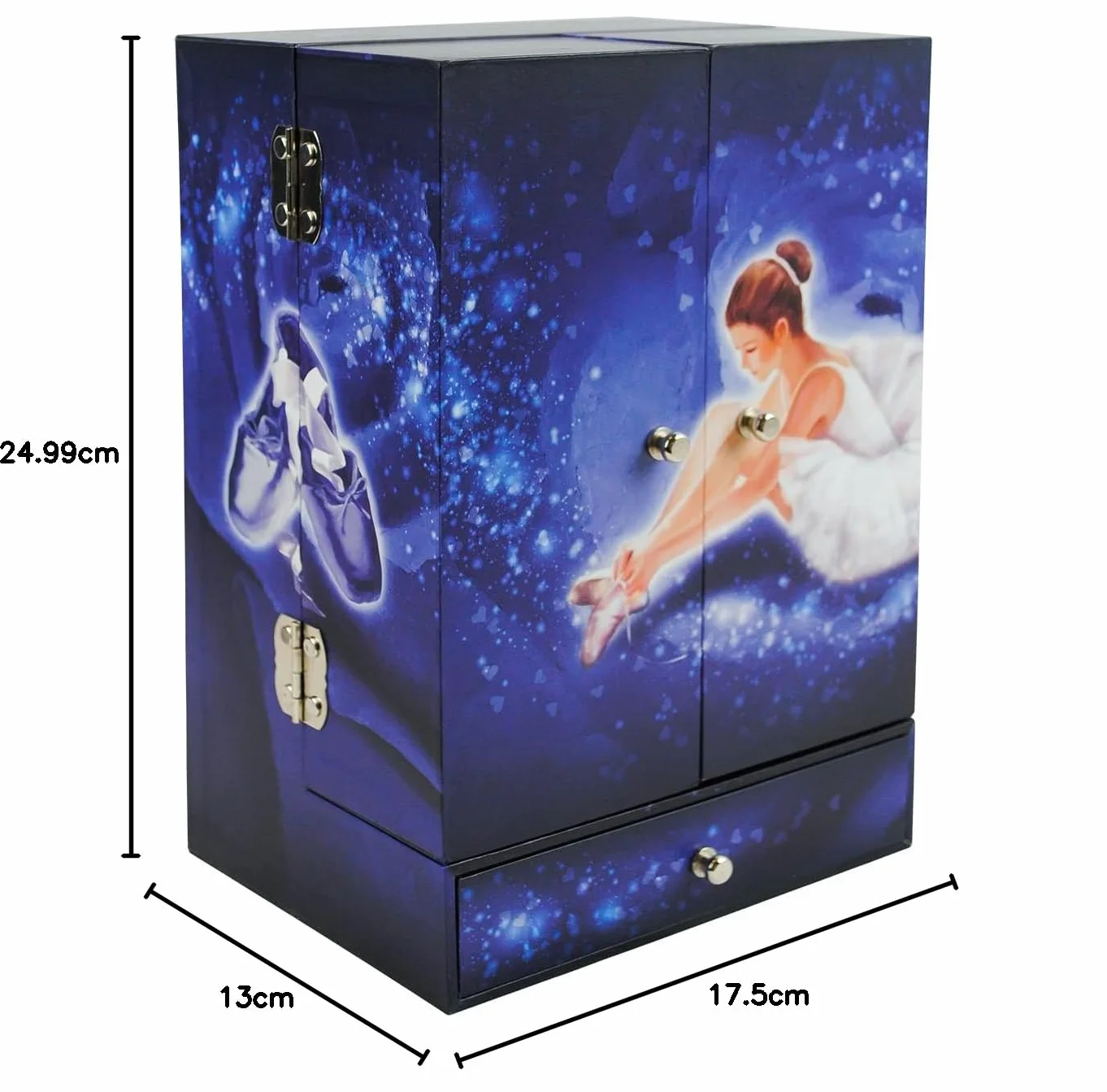TROUSSELIER Grande Boîte à Musique Danseuse Étoile Ballerine Coffret Bijoux Fille Bleu Marine