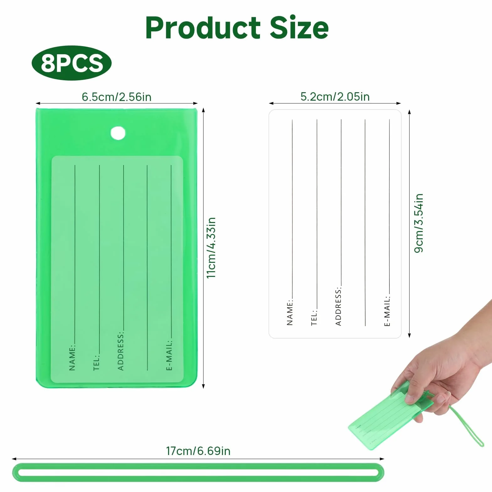 Étiquette Valise avec Carte PVC Étanche 8 Pièces, Porte Nom Bagage pour Voyage Sacs à Dos