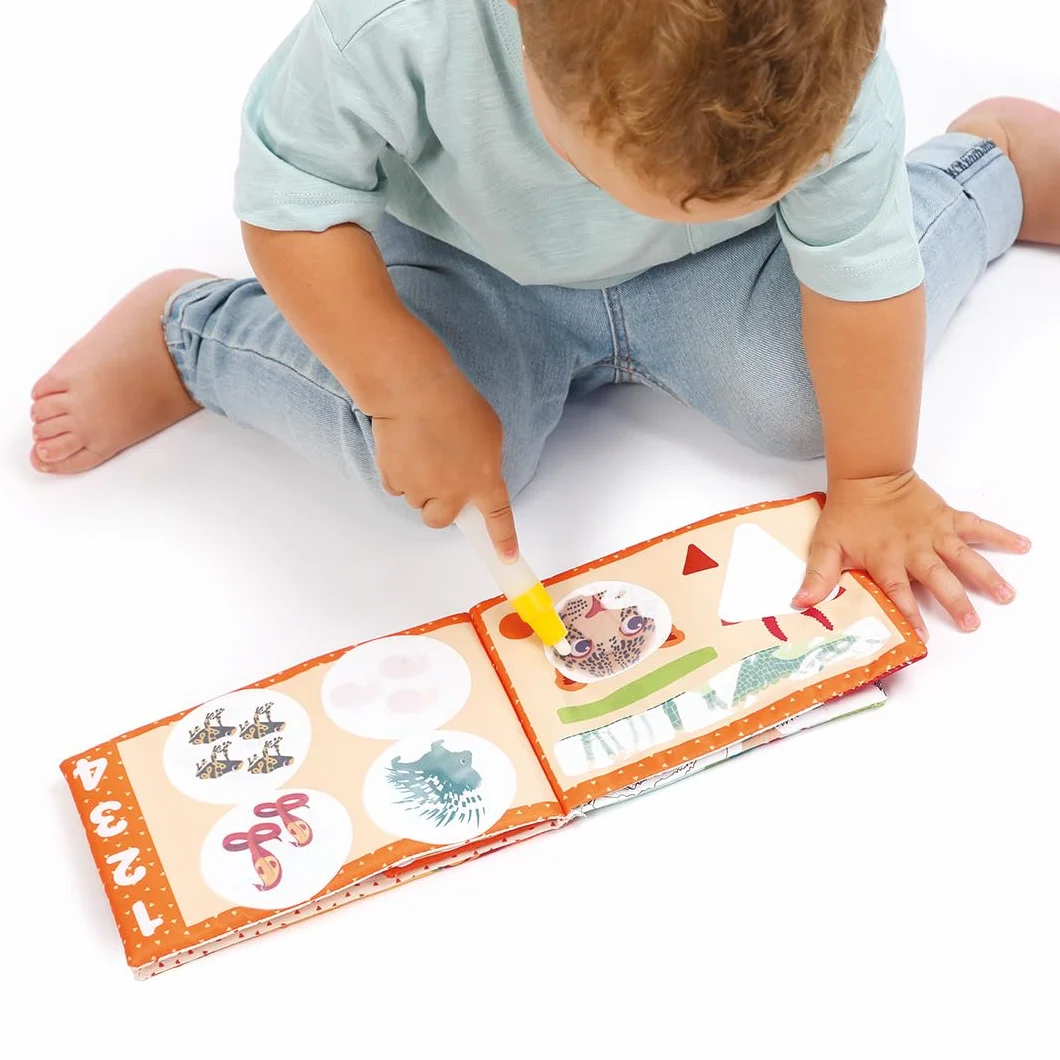 LUDI Livre Magique et Éducatif Coloriage à l'eau Découvrir Formes Chiffres Lettres Dès 10 Mois Vert