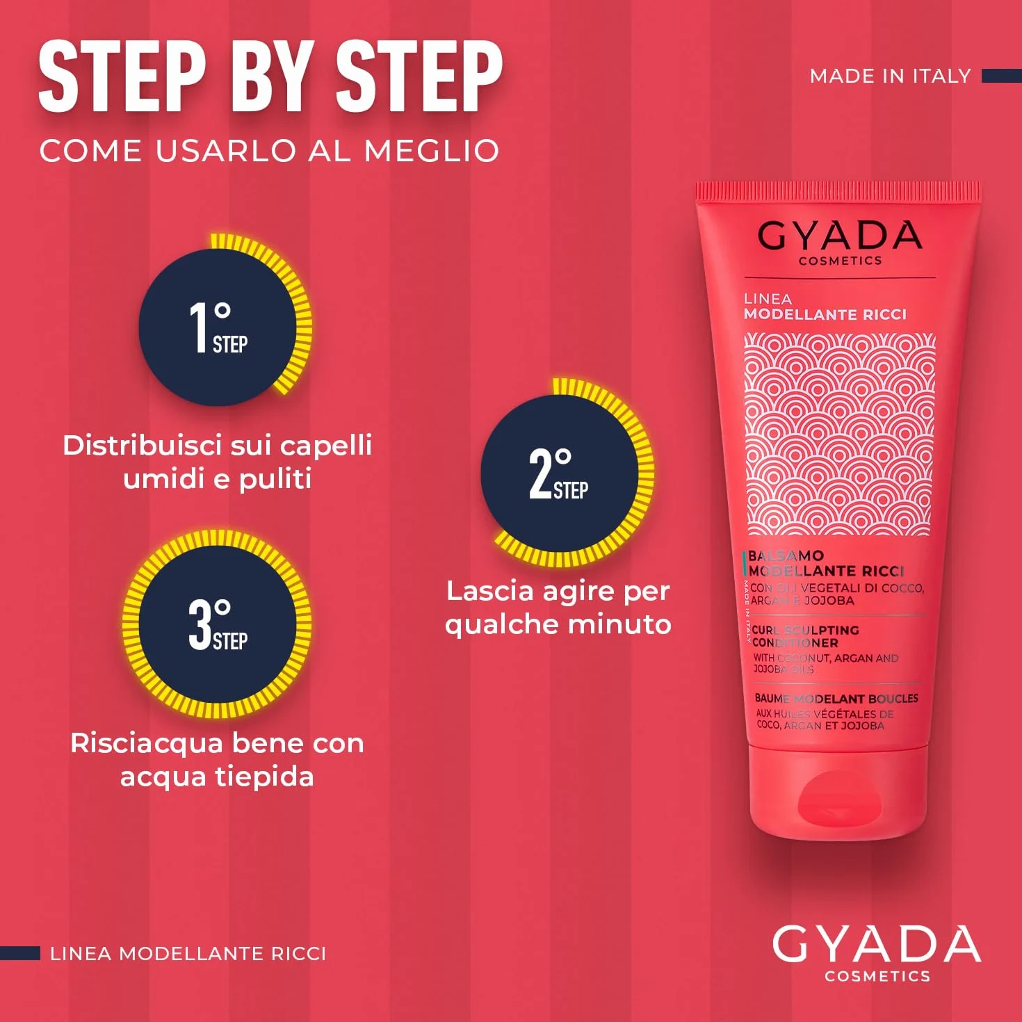 GYADA COSMETICS Après-shampoing modelant cheveux bouclés ondulés anti-frisottis huiles Aloe Vera lin Coco Argan 200 ml