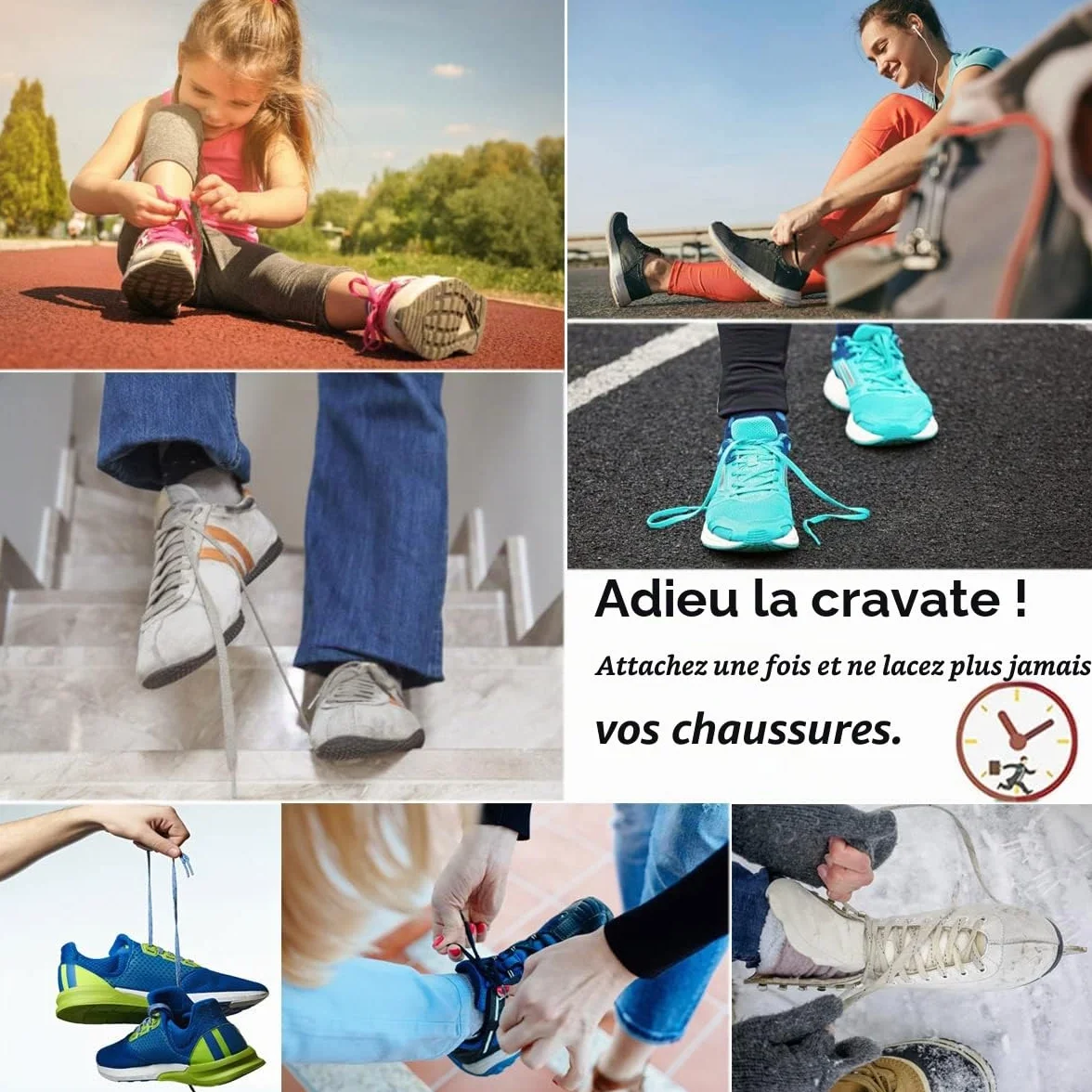 Lacets Élastiques Plats avec Fermeture en Métal Sans Nœuds pour Chaussures